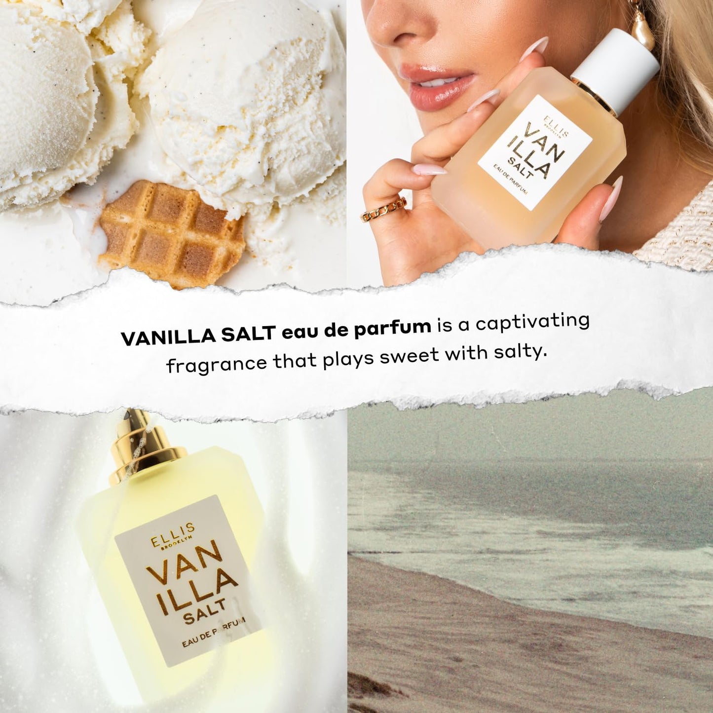 Ellis Brooklyn VANILLA SALT Eau de Parfum Travel Spray 0.33oz / 10ml - Gourmand Vanilla Perfume with Sea Salt, Luminous Musk, and Jasmine- Clean, Vegan, Cruelty-Free, Long Lasting Perfumes for Women