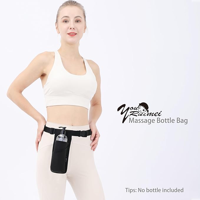 Professional Massage Therapist Holster with Adjustable Belt, Massage Bottle Bag, Massage Lotion Holster,Black(XJ-1KD)