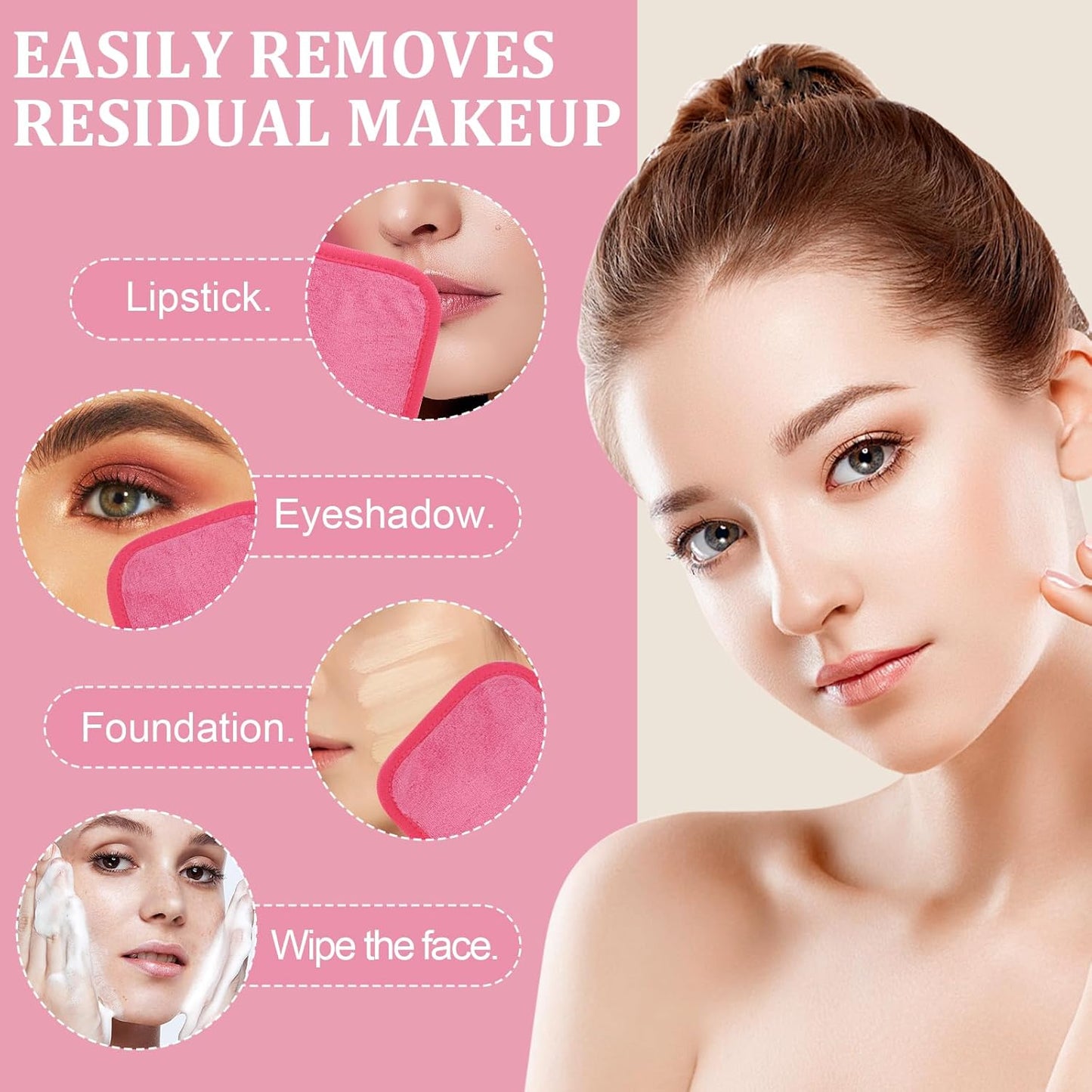 Makeup Remover Cloth 12 Pack, Ultra Soft and Reusable Microfiber Makeup Remover Towels for All Skin Types, Perfect Face Towels for Women, 6 Inch X 6 Inch, Rose Red