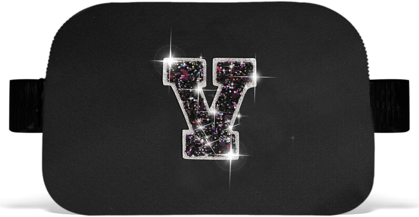 Gifts for Girls & Kids - Birthday Gifts for Daughter & Sister, Essentials for Her, Travel Essentials, Cute Teen Trendy Stuff Waist Packs Belt Bag Crossbody Bag | Black, Initial V