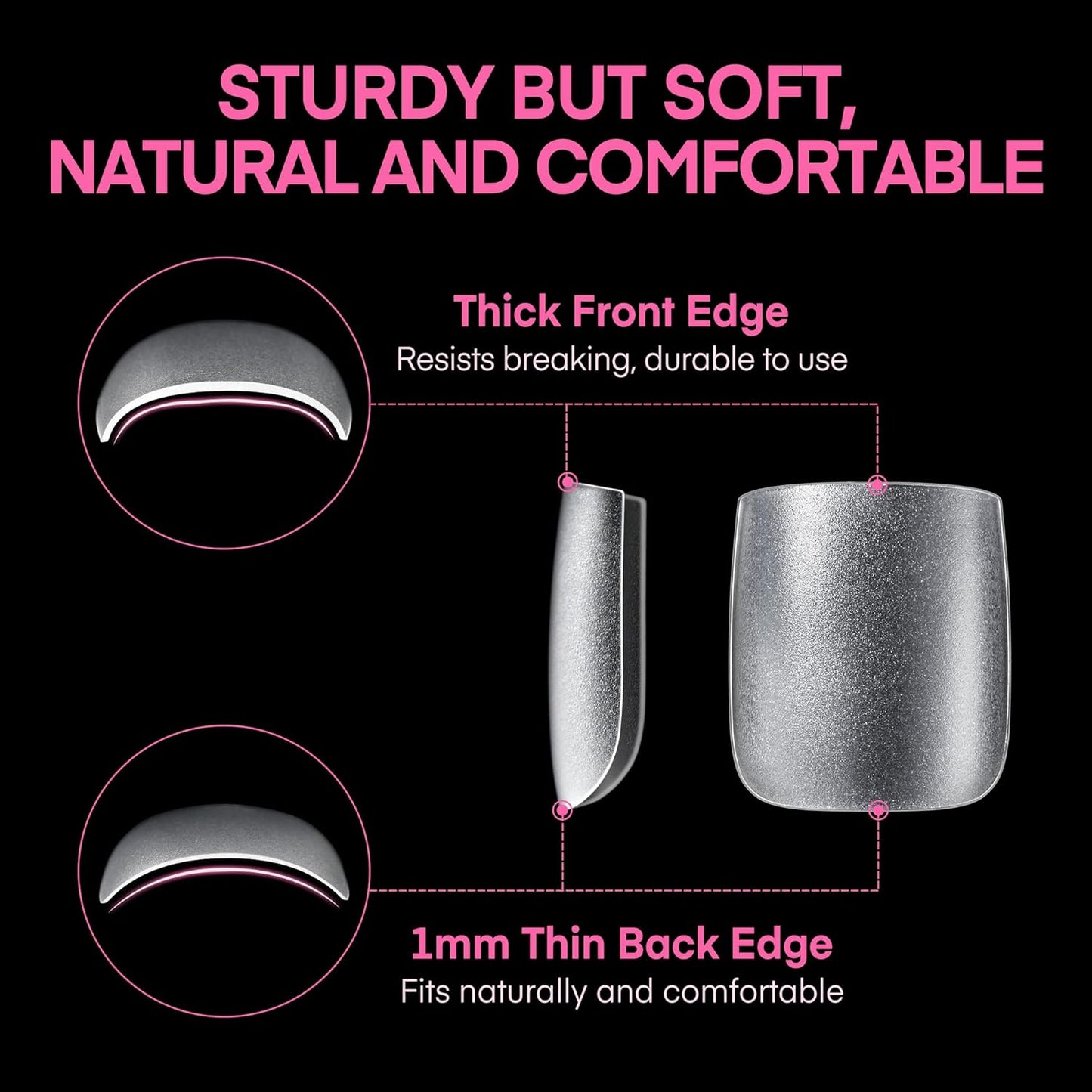 UNA GELLA Square Toe Nail Tips 216Pcs 15Sizes Full Cover Long Wider Toe Nail Tips Soft Gel Pre-etched Double Matte Fake Toe Nails Press Ons For Big Toe Nail Extensions Home DIY Nail Salon Soak Off