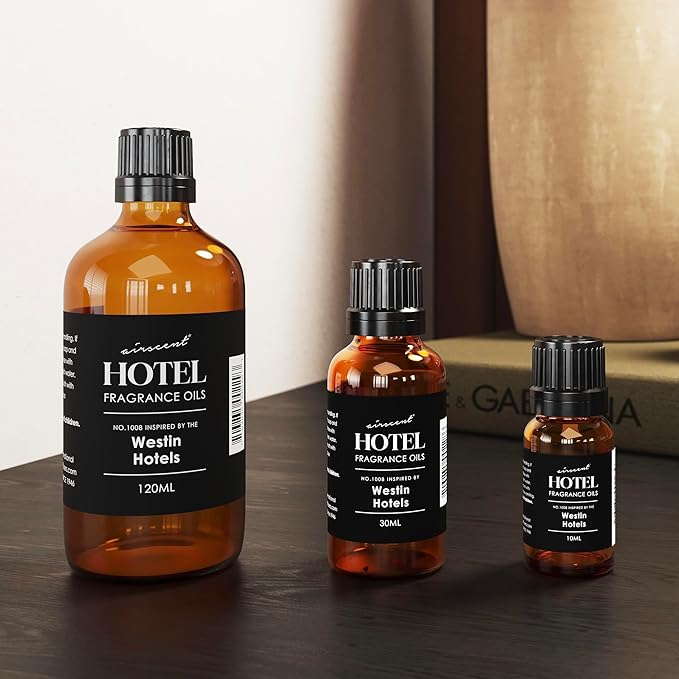 AirScent Hotel Diffuser Oil Inspired by The Westin Hotel Scent - Premium Fragrance Oil No. 1008 for Ultrasonic and Waterless Diffusers and Crafting - 10 mL, .34 fl oz Glass Dropper Bottle