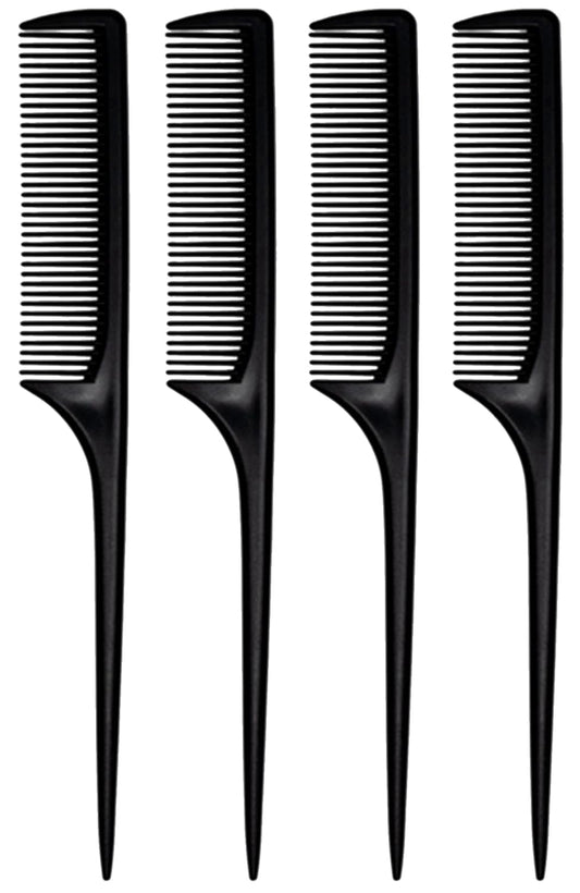 4 Pcs Rattail Combs for Women -Fine Tooth Styling Comb with Ergonomic Handle, Anti-Static Heat-Resistant Professional Hair Parting Tools for Smooth Detangling, Updos & Salon-Perfect Hairstyles.