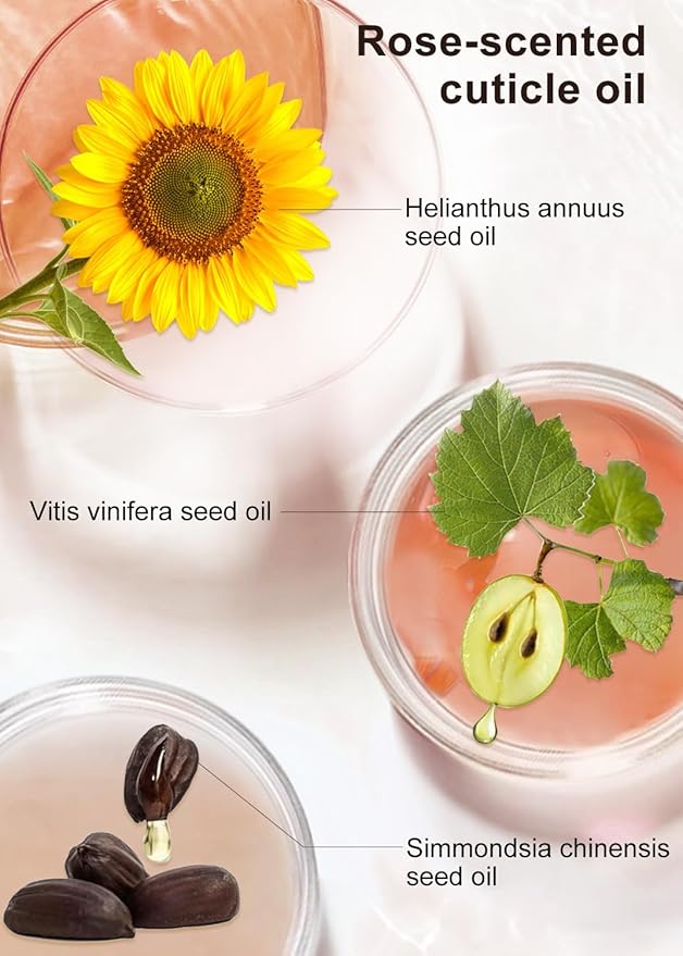 EJW Cuticle Oil for Nails, 1 Week Multi-Functional Care for Hands and Feet, Moisturizes & Strengthens Nails, Improves Hangnails & Dry Skin, Natural Ingredients, Rose