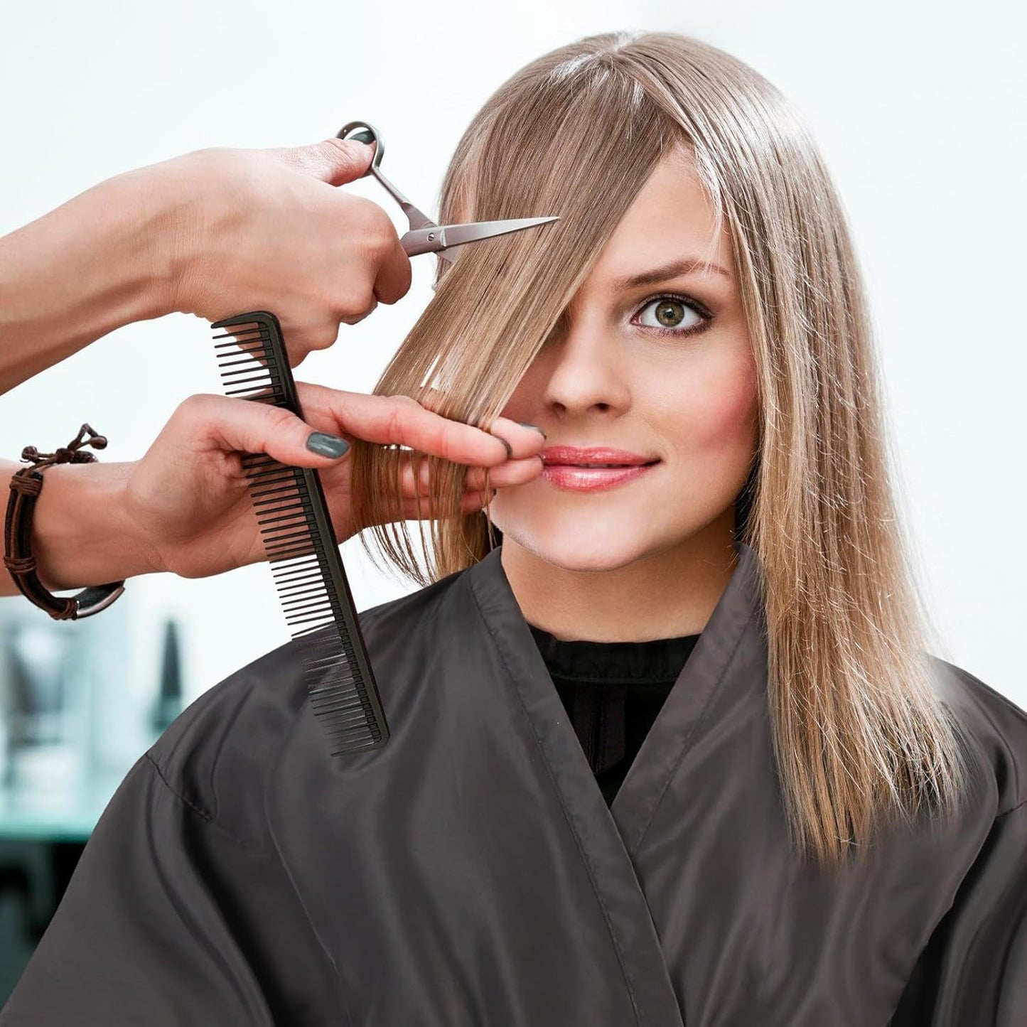 Salon Client Gown Robes Cape Hair Cutting Smock with Adjustable Tie for Hair Cutting Barber Hairstyling