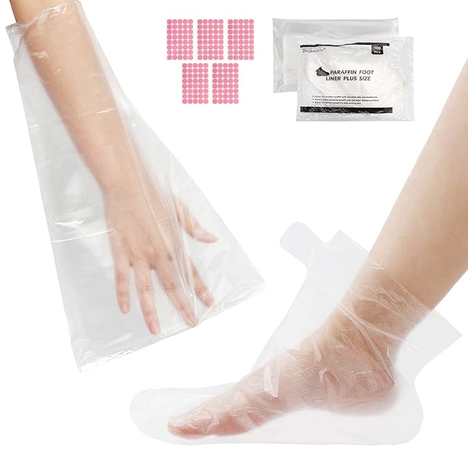 Segbeauty Paraffin Wax Liners for Hands & Feet, 200 Counts Larger & Thicker Plastic Paraffin Wax Booties Bags, thera-py Wax Refill Socks & Gloves Paraffin Bath Mitts Covers for Wax treat-ment