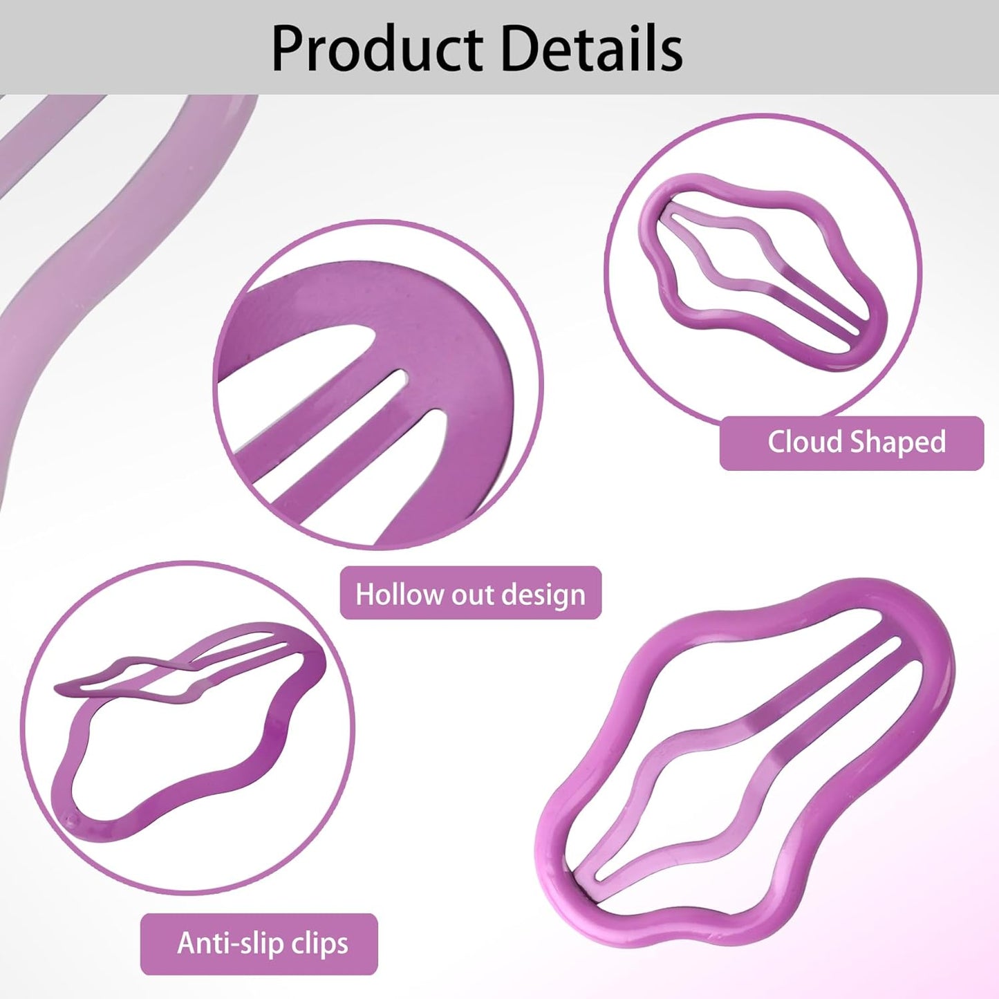 20PCS Cloud Shape Hair Clips, 2.68 Inch Non-slip Metal Hair Barrettes, Colorful Cute Hairpins, for Women and Girls Hair Styling Accessories