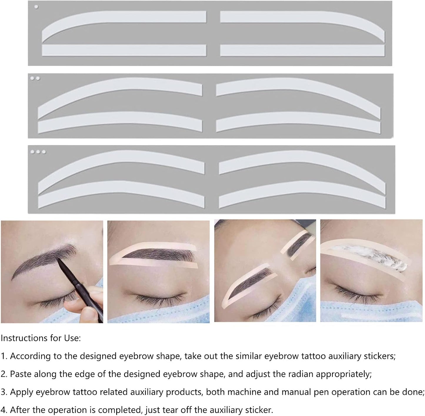 Eyebrow Stencil, Silicone Disposable Skin‑Friendly Eyebrow Stencil Kit Hygienic Convenient Easy to Use Eyebrow Shaping Stencils for Microblading Artist to Shape and Position