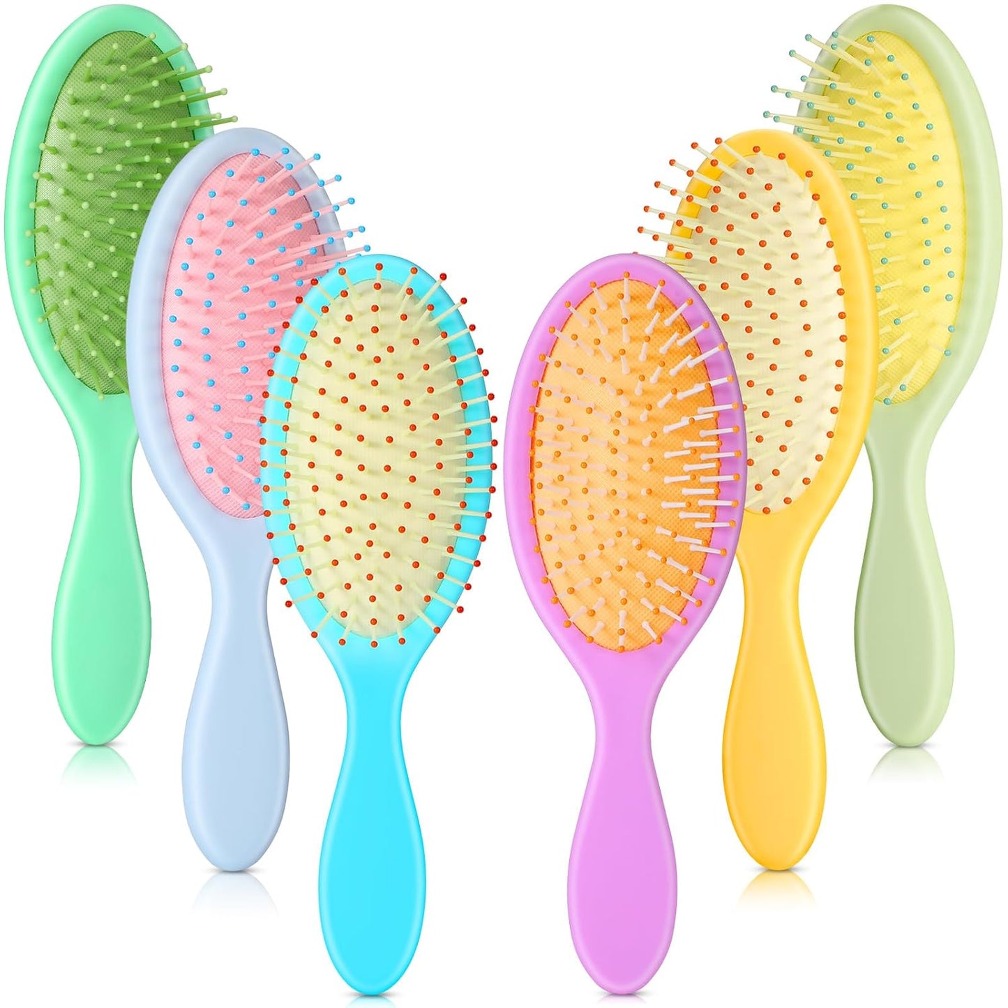 Nuenen 6 Pcs Wet Detangler Hair Brush Travel Dry Hair Brushes Detangling Hairbrush with Soft Bristles for Women Men Girls Boys(Macaron Colors)