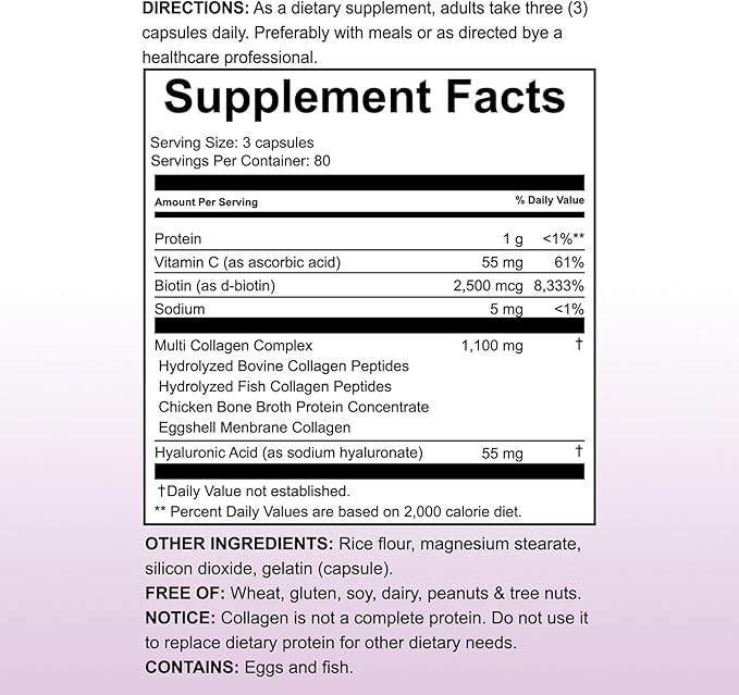 VYHTHY Multi-Collagen Capsules for Women & Men – 240 Count | Type I, II, III, V, X Hydrolyzed Collagen Peptides with Biotin, Hyaluronic Acid & Vitamin C | Hair, Skin, Nails, and Joint Support