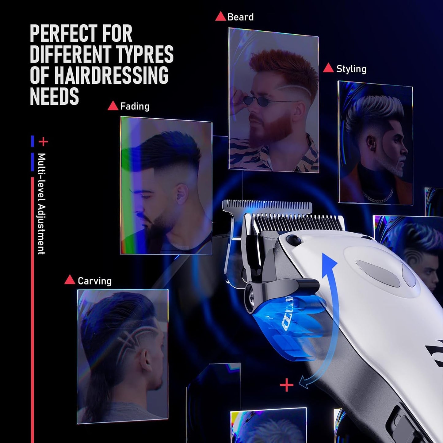 SUPRENT Hair Clippers for Men Professional – 7500 RPM Cordless Hair Cutting Kit, Electric Clippers and Trimmer Combo Set, Rechargeable Haircut Kit for Barber & Home Use (White)