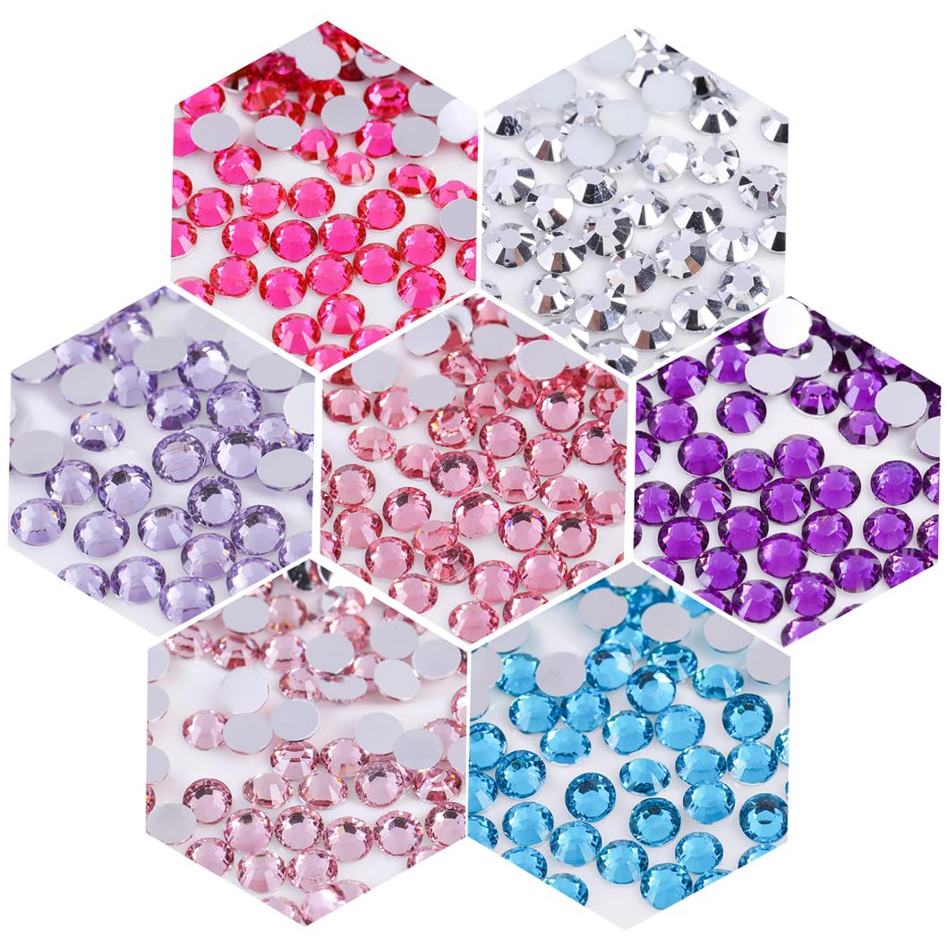 3000 Pieces SS12 3mm Flatback Rhinestones Clear Glass Round Gems Crystals for Nail Art DIY Crafts Clothes Shoes Bags （Grape Purple）