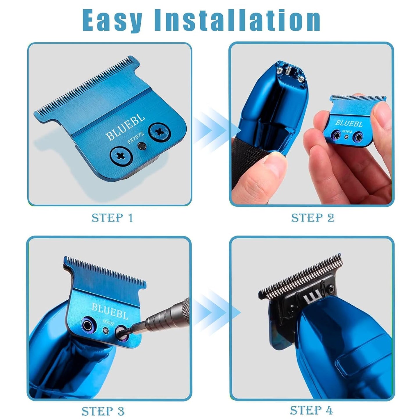 FX707Z Replacement Blades Compatible with BaBylissPRO FX787 & FX726 Trimmers, for Outlining Hair Trimmers (FX787) - blue