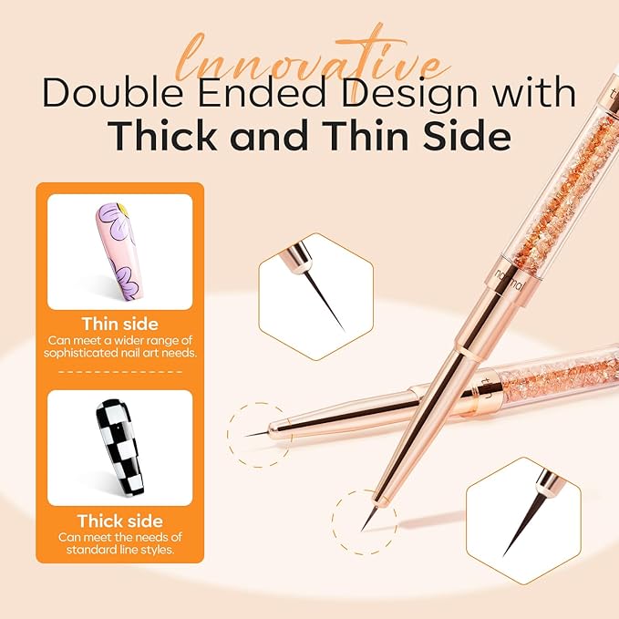 modelones Thin Liner Nail art Brushes with Cuticle Oil, 15ml Nail & Cuticle Care Strengthener Oil Vitamin E + B Cuticle Revitalizing Oil for Nail Growth and Gel Nail Polish