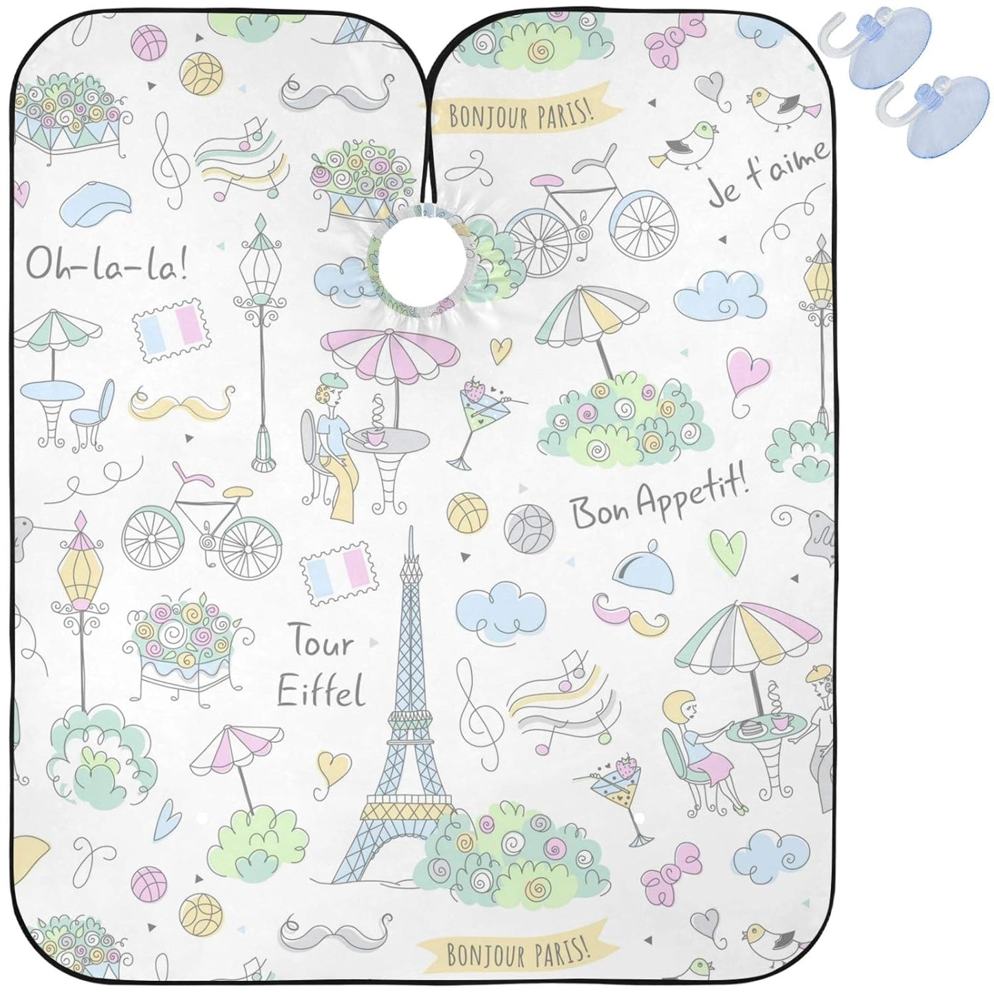 visesunny Barber Cape Paris French Symbols Polyester Hair Cutting Salon Cape Apron Anti-Static Haircut Water-Resistant Shaving Cloth Beard Shaving Bib Hairdressing Cape