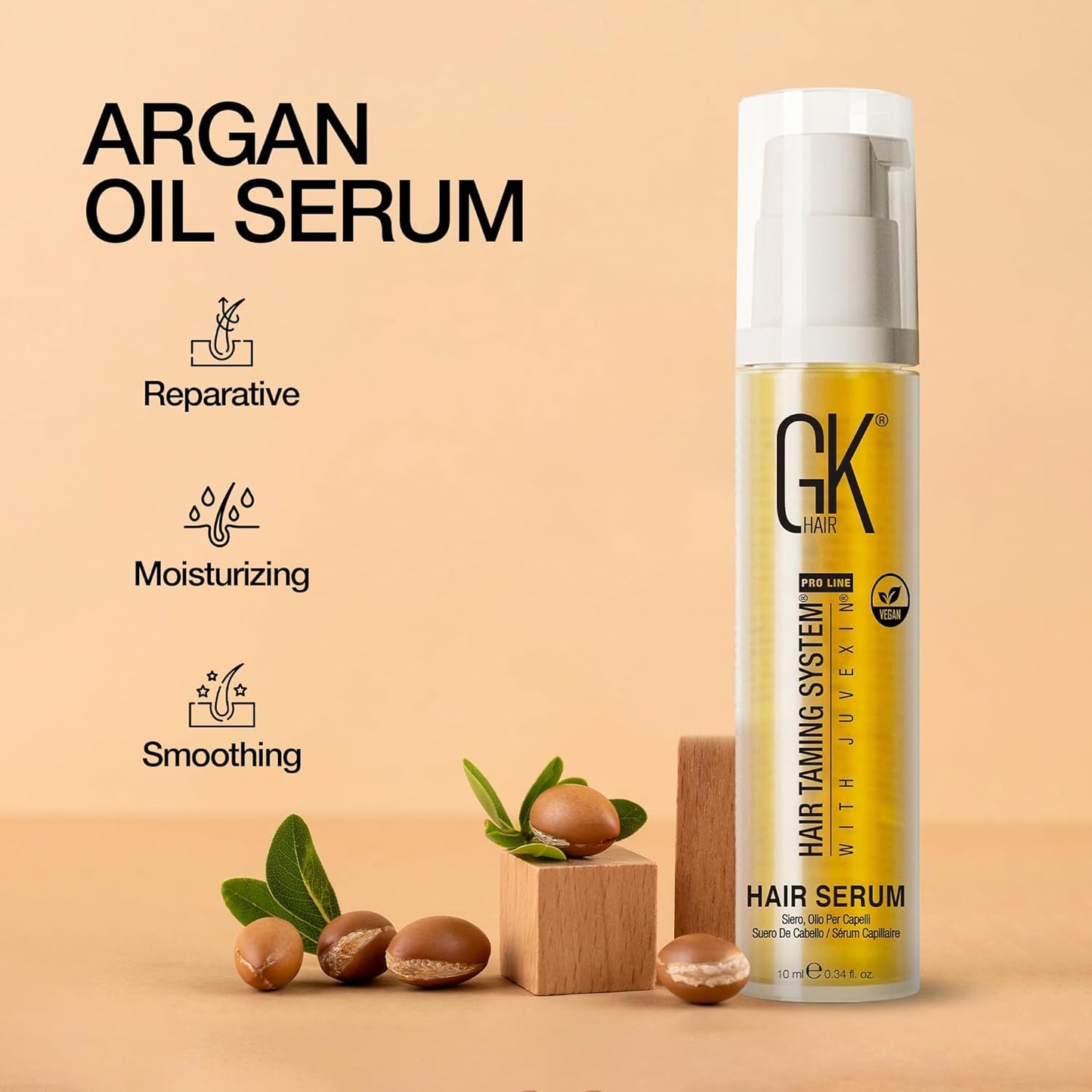 GK HAIR Oil Travel size -Argan oil For Frizz Control Upto 72 hours- Adds Shine and Smooths Split Ends- Paraben, Phthalate and Sulfate Free Daily Hair Care (0.34 oz)