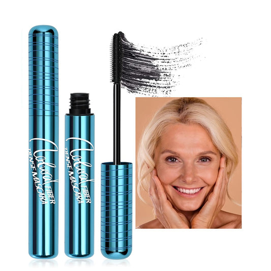 2 Pack Mascara for Older Women, Volumizing Waterproof Hypoallergenic Black Mascara for Thinning Lashes & Sensitive Eyes, Smudge-Proof Formula (Pack of 2)