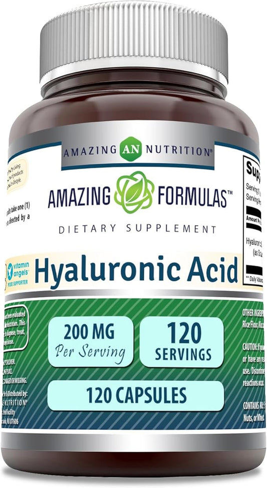 Amazing Formulas Hyaluronic Acid Supplement | 200 Mg Per Serving | 120 Capsules | Non-GMO | Gluten Free | Made in USA