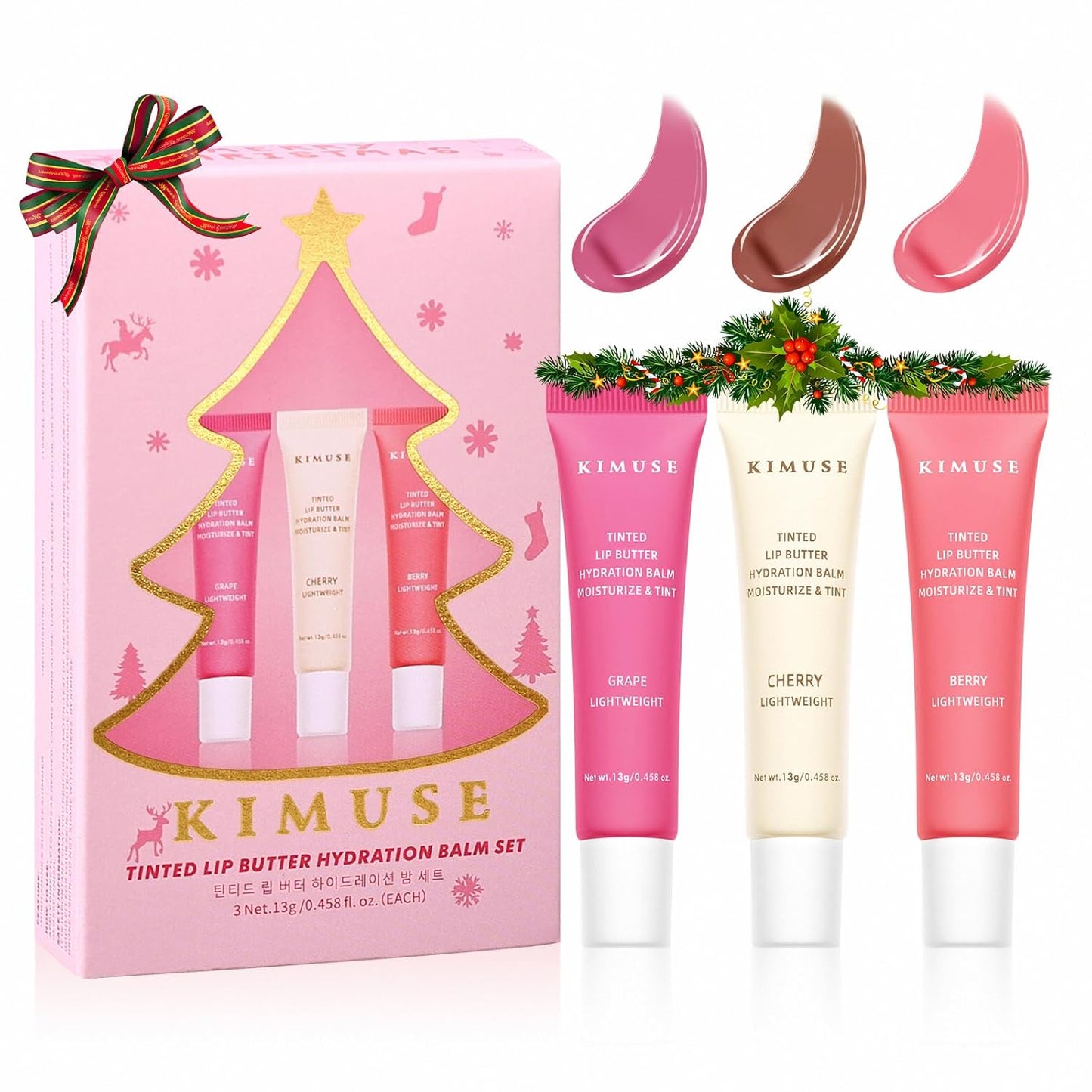 KIMUSE 3 Pack Tinted Lip Butter Hydration Balm, Hydrating Lip Treatment with Hyaluronic Acid & Vitamin E, Tinted Lip Balm for Instant Moisture, Shine & Hydration, Supple Lips, Vegan & Cruelty-Free