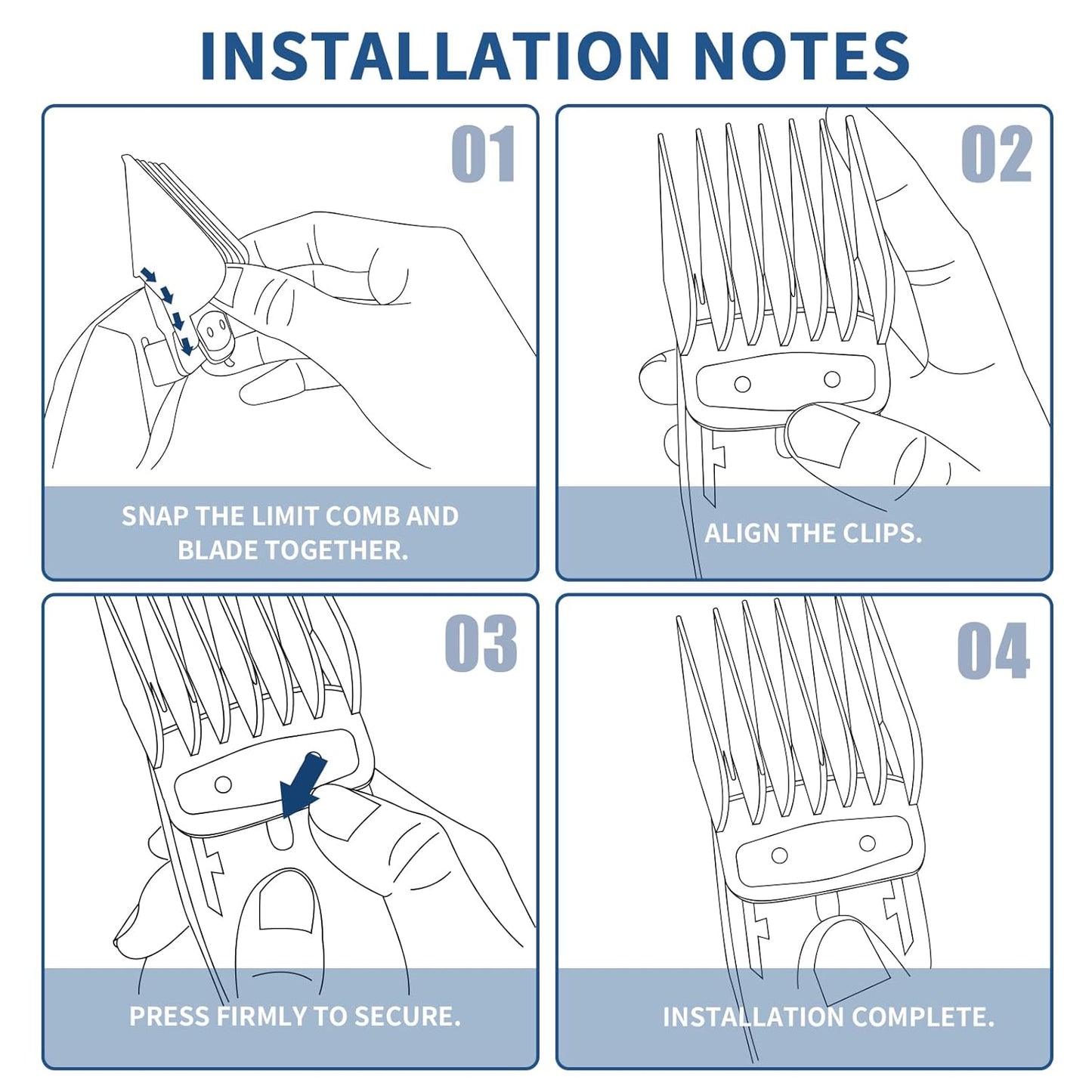 10-Pack Clipper Guards Set for Most Hair Clippers, Replacement Blades Protection Compatible with Wahl Clippers & Other Brands