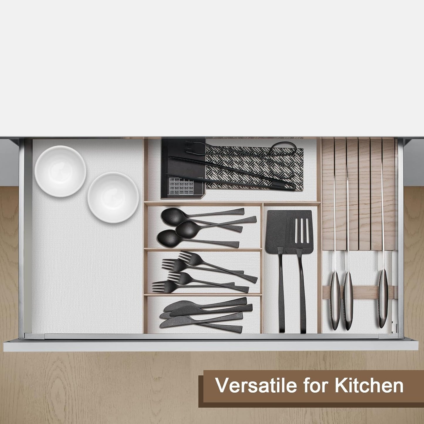 OcePor Non-Adhesive Drawer and Shelf Liner 24IN x 30FT，Non Slip Cabinet and Cupboard Liner, Kitchen Cabinet Liners for Shelves, Waterproof Drawer Shelf Liners for Cabinets/Bathroom Cupboard,White