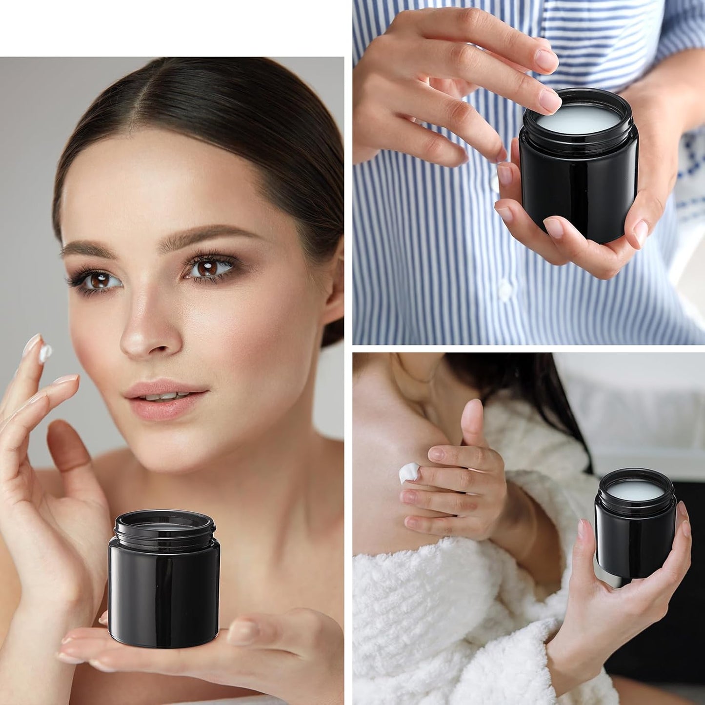 Norme 4 oz Glass Jars with Lids Leakproof Round Airtight Empty Cosmetic Jars with Inner Liners Lid for Storing Lotions Powder Ointments Candle Making Tins(96 Pcs,Black)