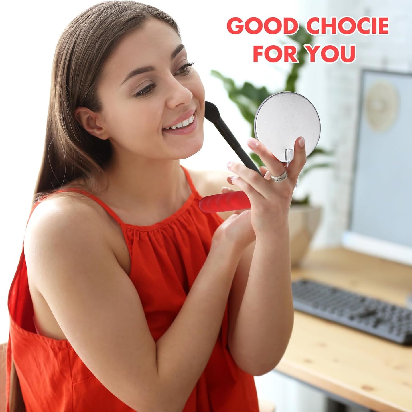 2 Pcs Telescoping Inspection Mirrors, Mechanics Mirror Tool with Long Handle, Round Extendable Mirror on a Stick for Technicians Mechanics Contractors Checking Observation(50mm,Red)