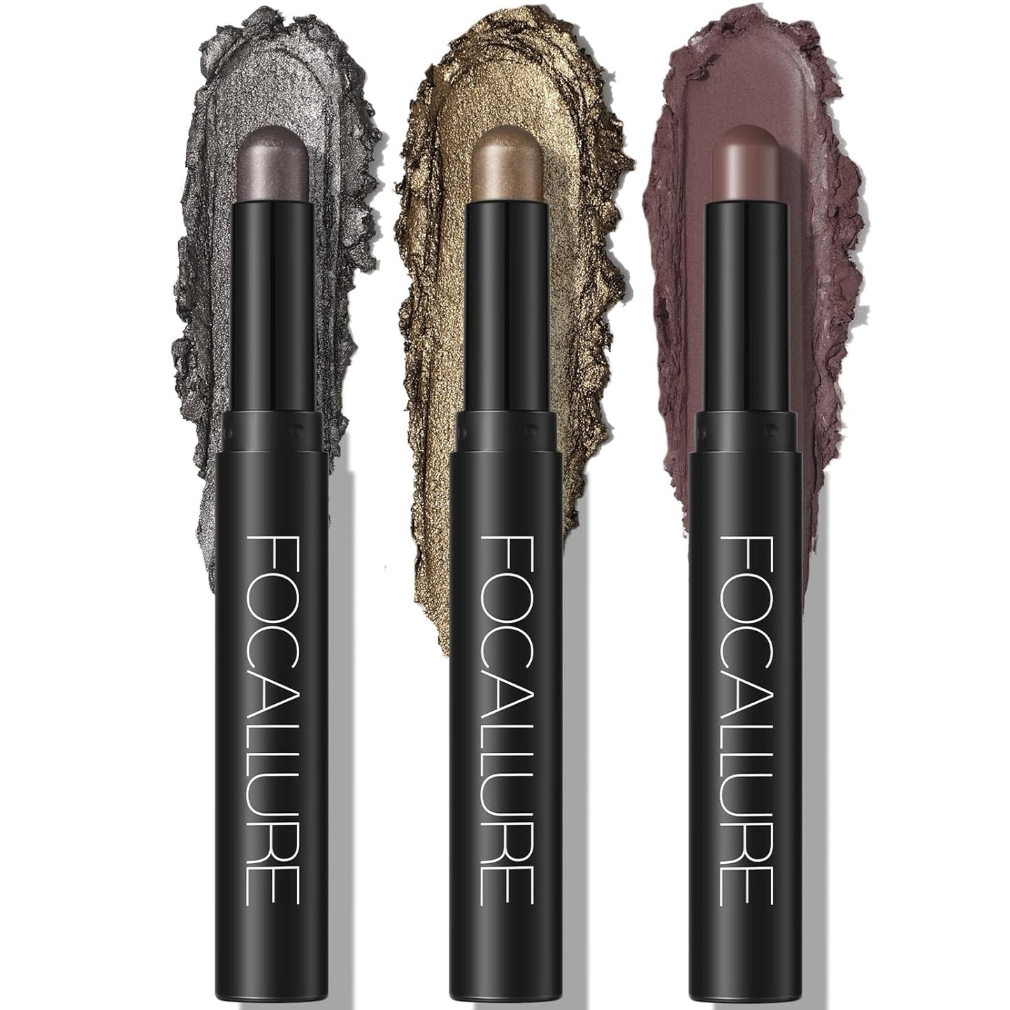 FOCALLURE 3PCS Cream Eyeshadow Stick Sets,Matte and Shimmer Eye Brightener, High Pigmented Crease-proof Pencil,Long Lasting Eye Shadow Highlighter Makeup,Buried Moonlight