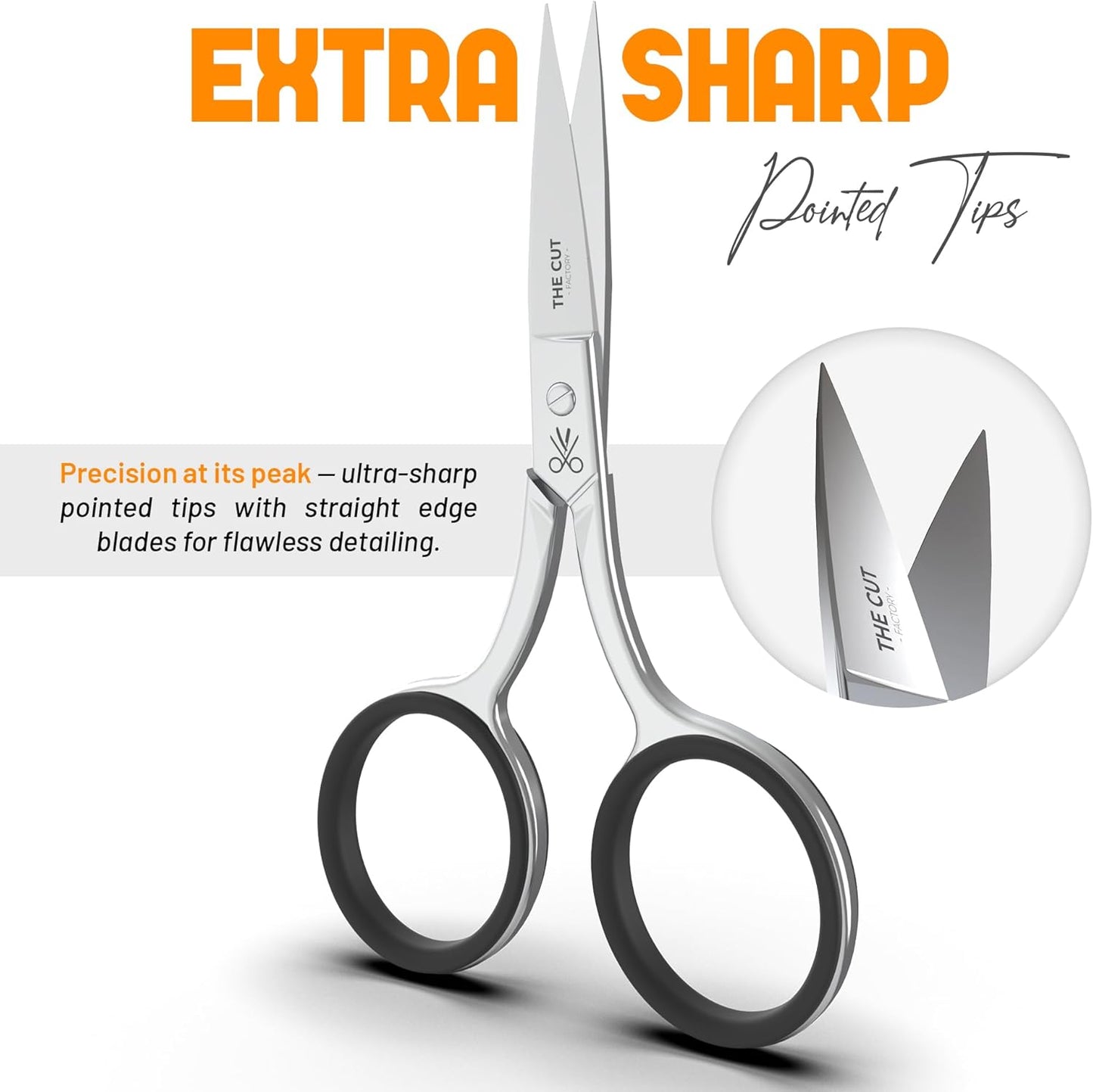The Cut Factory® Precision Facial Hair Scissor – Premium Stainless Steel Grooming Tool for Eyebrows, Mustache & Beard – One Tool, All Power – No Fillers, Just Luxury