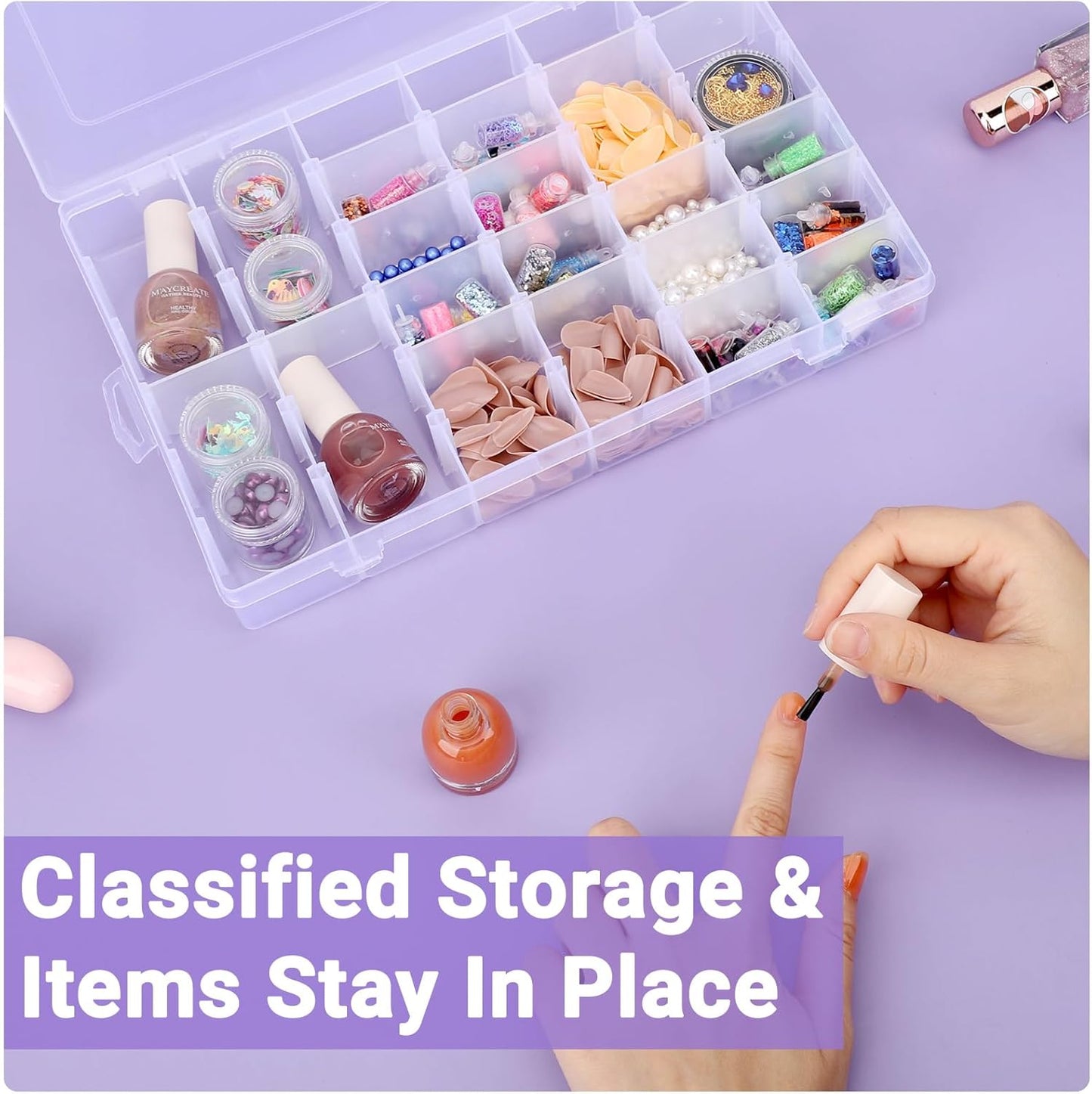 36-Grid Bead Storage Containers, 2 Packs Clear Craft Organizers and Storage Box with Dividers for Small Accessories, Nail Art, Jewelry Gem, Beads, Tackle, Miniature Fittings