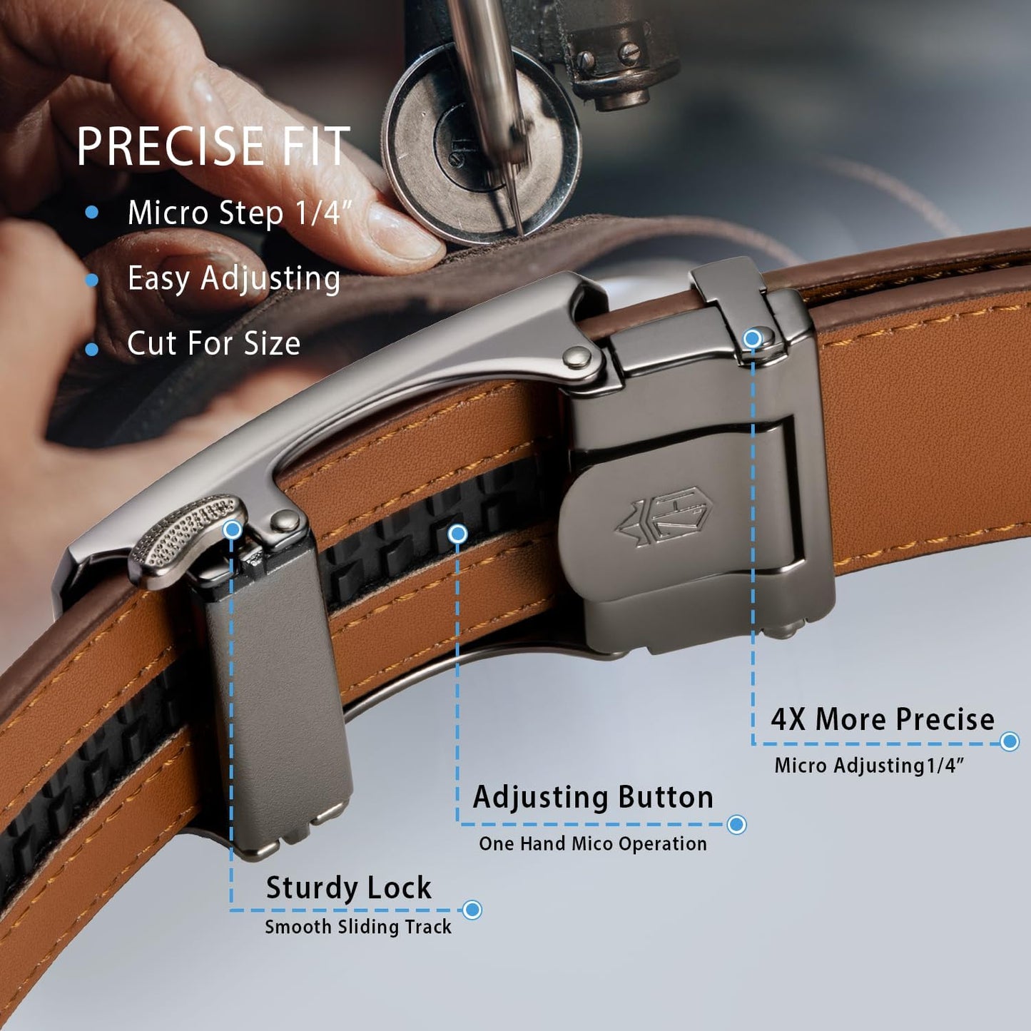 Zitahli Belt Men, Ratchet Belt Dress with 1 3/8" Premium Leather,Slide Belt with Easier Adjustable Automatic Buckle