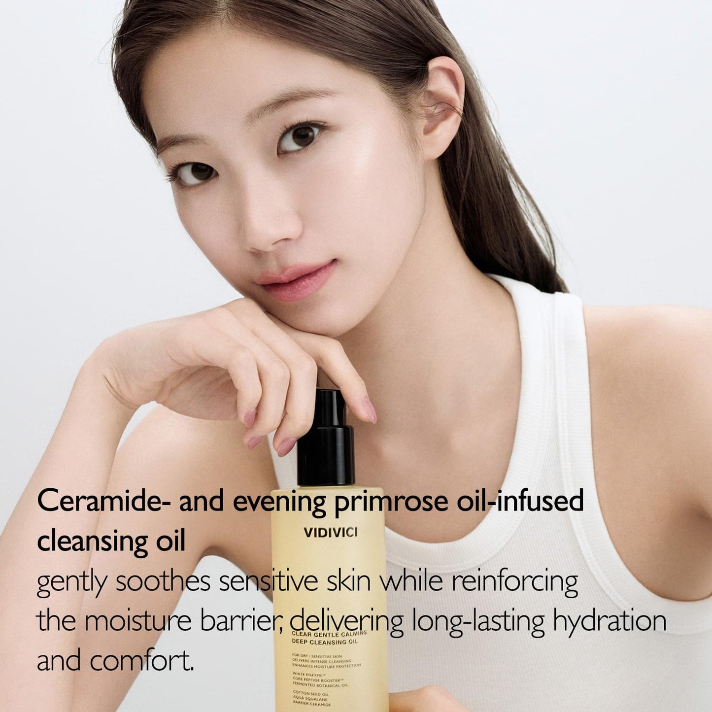 VIDIVICI Clear Gentle Calming Deep Cleansing Oil 10.14 fl.oz | Smooth & Gentle Makeup Remover for Sensitive Skin, Protect Skin Barrier with Ceramide, Korean skin care