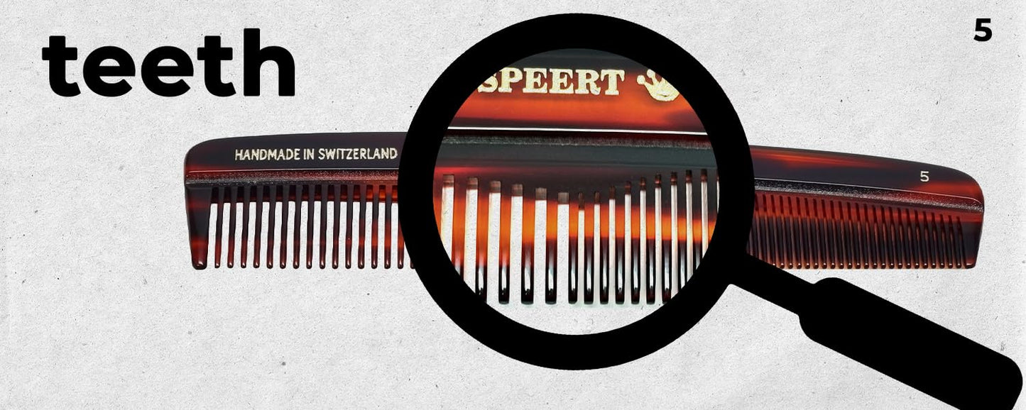 #5 Handmade Wide Narrow Tooth Comb Tortoise Havana Acetate Thick Coarse Curly Thin Fine Straight Hair Detangling Parting Grooming Teasing Styling Hairdresser Barber Hairdressing Wet Dry Pocket