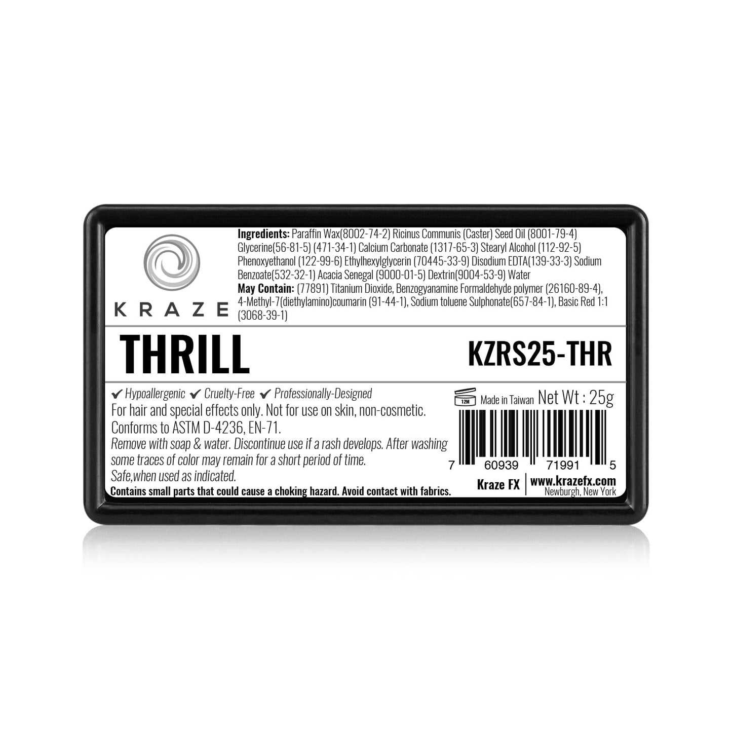 Kraze FX Dome Stroke - Thrill (25 gm), Professional 1-Stroke Split Cake, Hypoallergenic, Non-Toxic, Water Activated Face & Body Painting Makeup Supplies for Sensitive Skin, Kid Safe, Adults