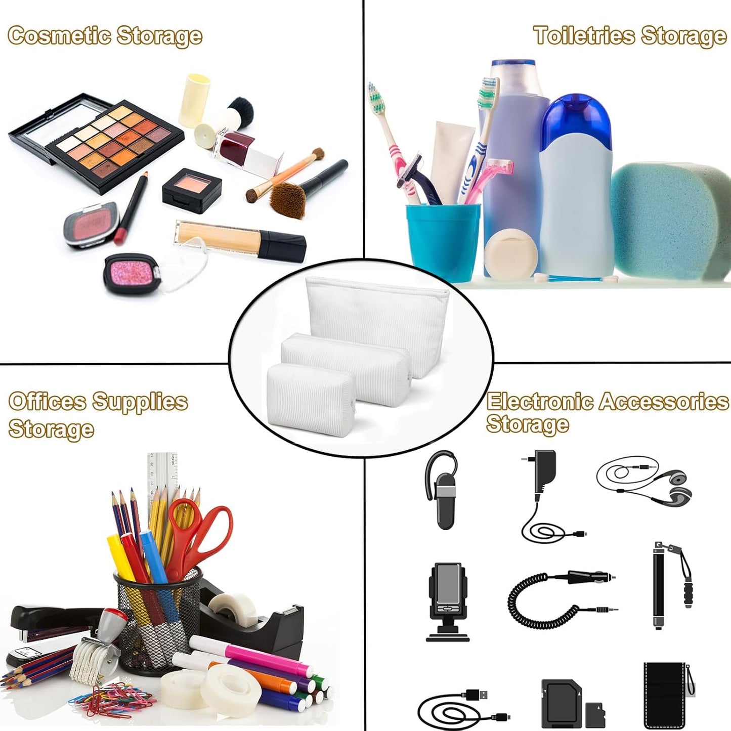 3-Piece Makeup Bag Set, Small Zipper Pouch, Corduroy Makeup Purse, Mini Pouch, Girls Trendy Aesthetic Preppy Stuff