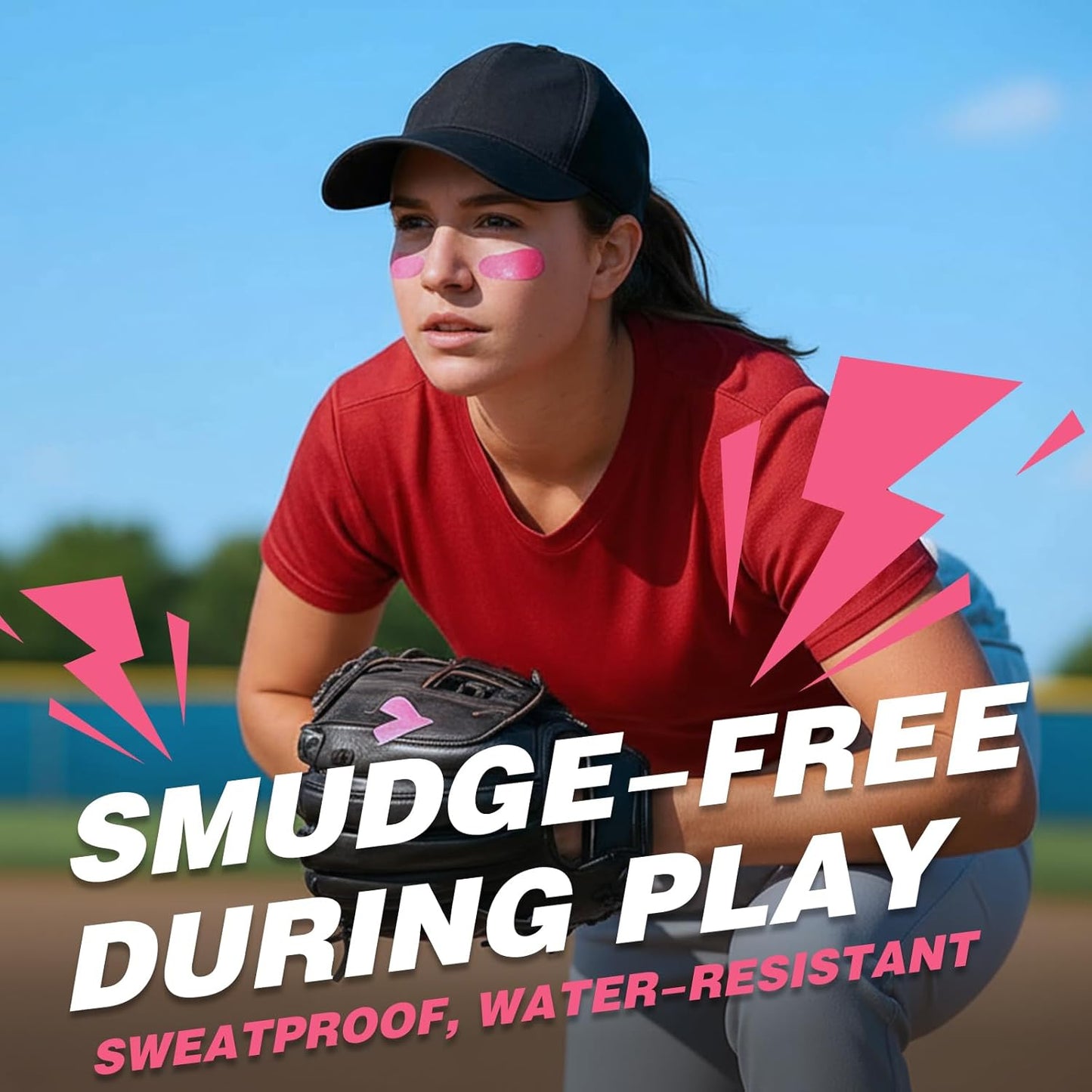 5PCS Pink Out Eye Black Stick, Under Eye Sports Face Paint for Football, Baseball, Softball – Oil Based Face Painting Kit for Halloween Makeup Costume Cosplay Parties