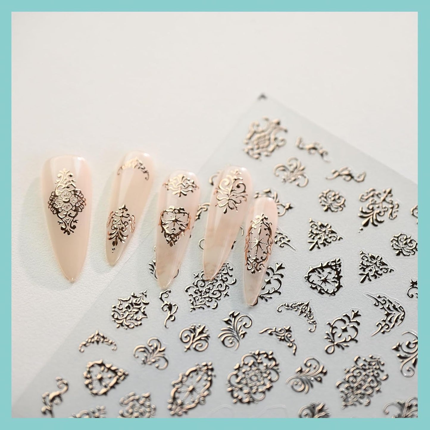 Gold Totem Nail Art Stickers, Vintage Nail Decals, Self-Adhesive, Nail Accessories for Women, Nail Decorations