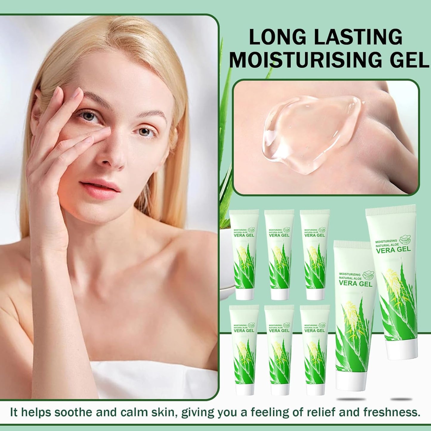 8PCS Purity Aloe Vera Gel - Hydrating Aloe Vera Gel for Face and Skin,No Sticky Moisturizing Aloe Gel O