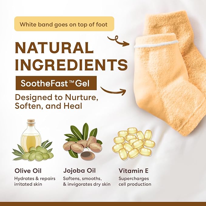 Dr. Frederick's Original Moisturizing Fuzzy Heel Socks - 2 Pairs - Cozy Gel-Lined Sleep Socks for Women & Men - Soothes Dry, Cracked Feet - Heel Repair - Citrus Glow