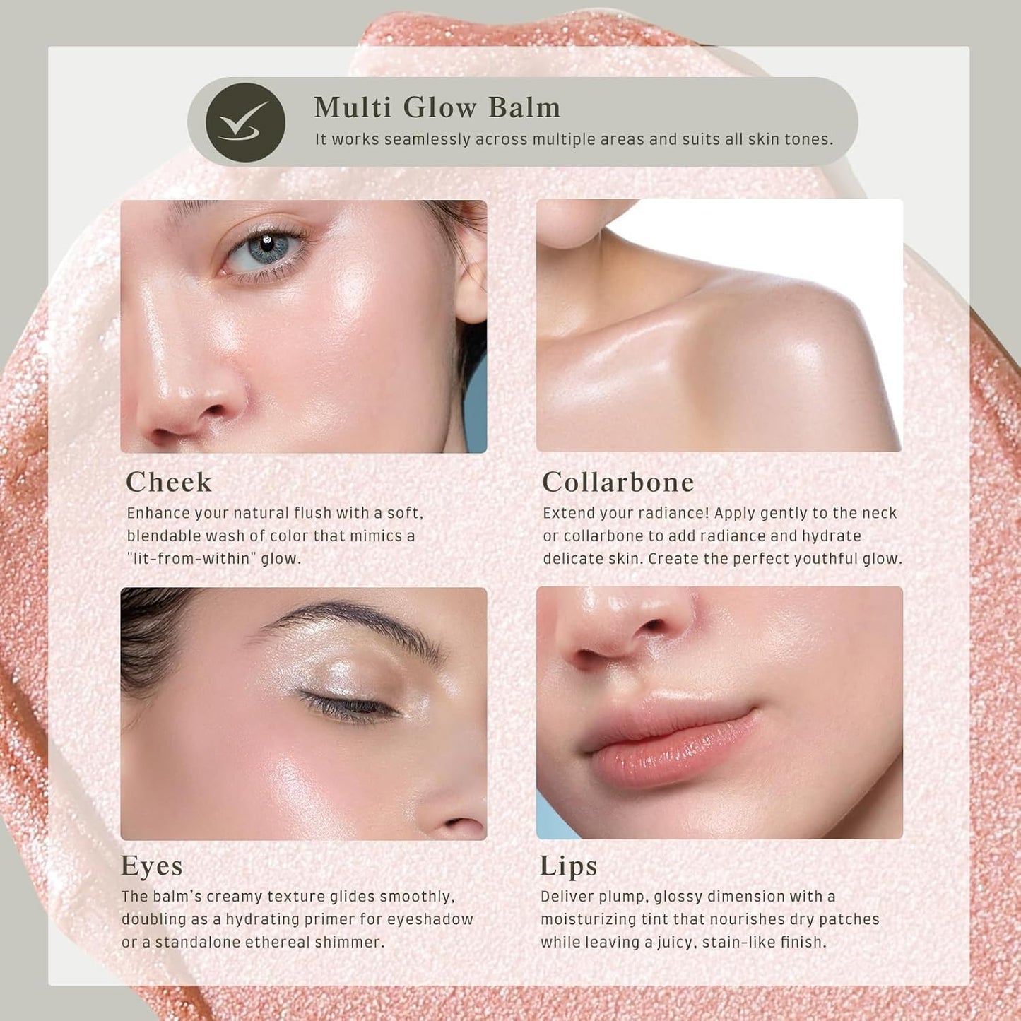 bayfree Multi Glow Balm, Cream Blush for Cheeks, Blush Balm Face Makeup, Radiant Finish, Hydrating, Creamy, Lightweight & Blendable Color, Face Makeup, 0.63 Oz (Romantic Tulips)