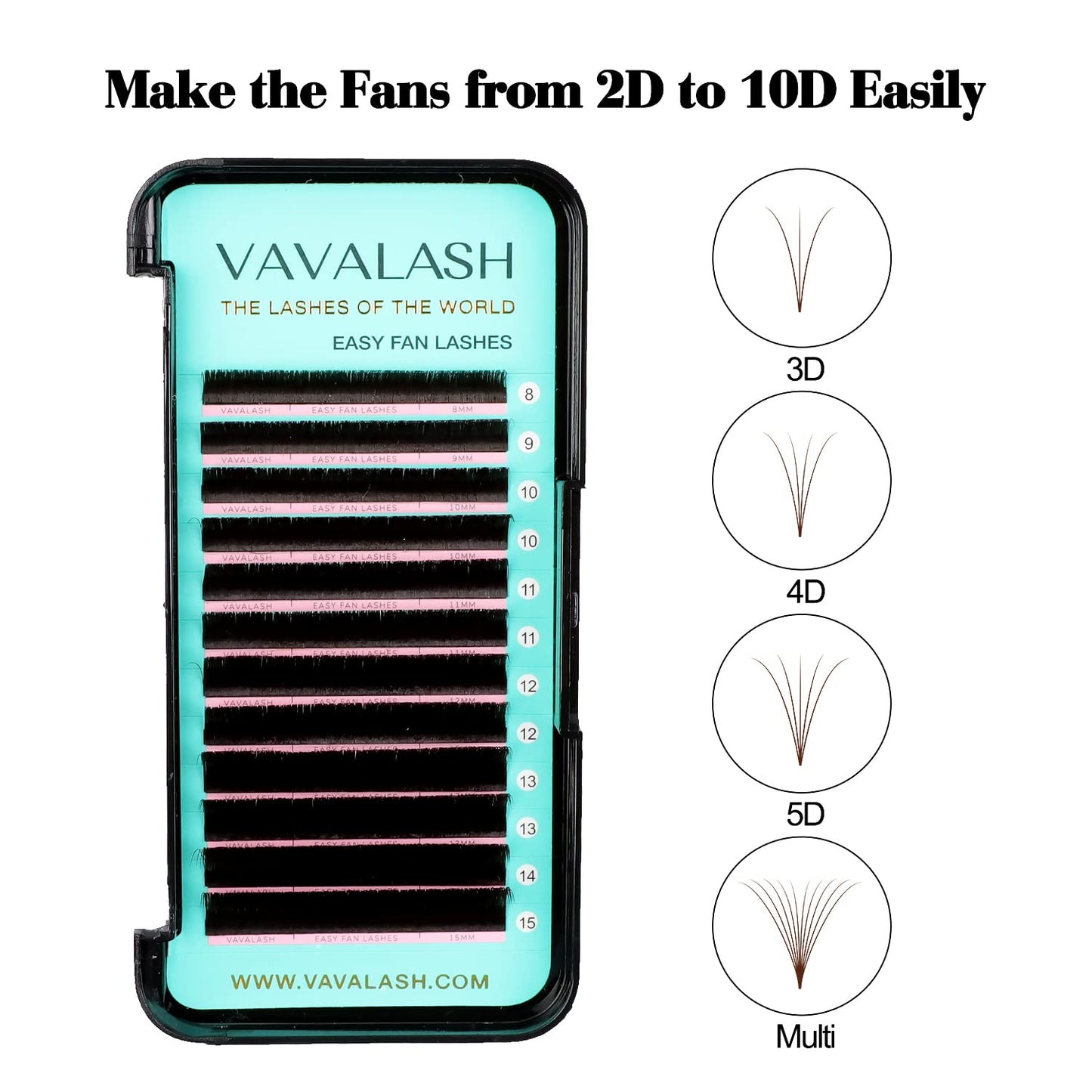 VAVALASH Colored Easy Fan Eyelash Extensions 0.07 D Curl 13-20mm Mixed Lash Tray Brown Self Fanning Lashes Colorful Volume lash extensions（Brown,0.07-D-13-20mm）