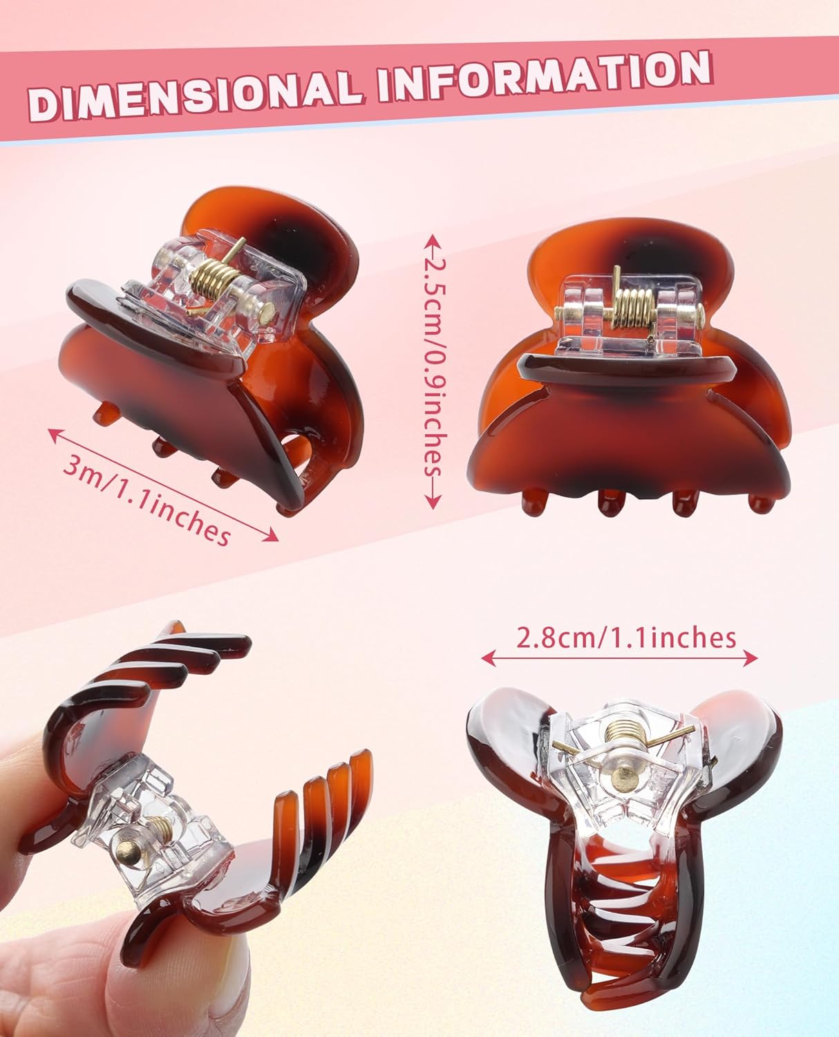 Claw Hair Clips Jaw Clamps - 12PCS Small Hair Claw Jaw Clamp for Thin Hair Styling Accessories Classic Hair Clamp for Women Girls(Solid color#1)