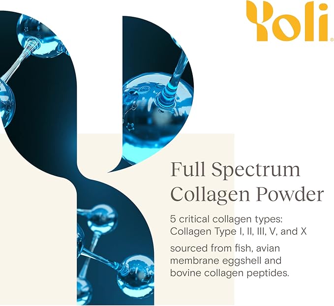 Yoli® Collagen Powder - Multi Collagen Protein Powder with Sodium Hyaluronate - Collagen Supplements for Women and Men - Collagen Types I, II, III, V, and X