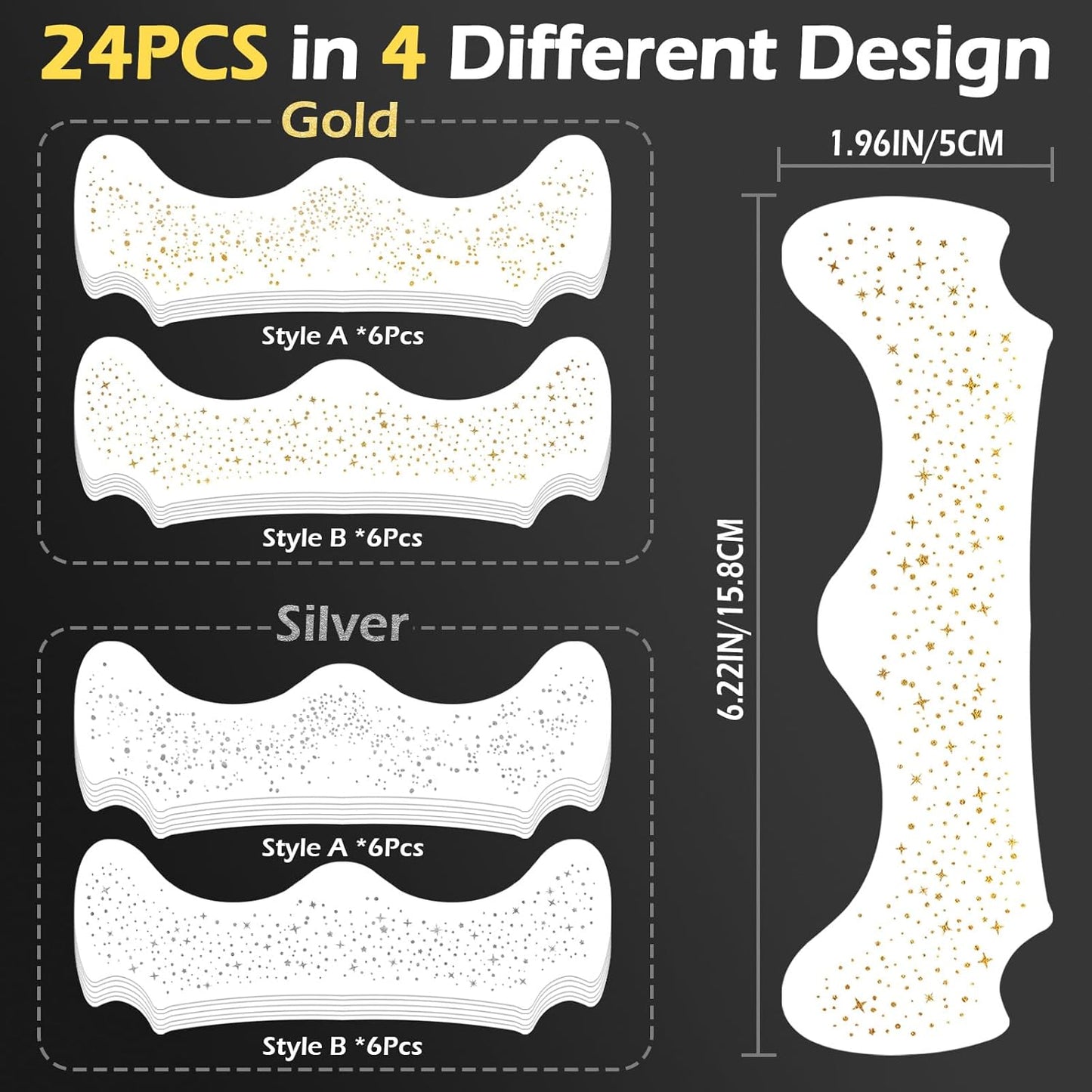 24PCS Glod and Sliver Glitter Freckles Face Tattoo, Gold Freckles Temporary Face Tattoos, Body Face Glitter for Women Girls, Waterproof Long-Lasting Party, Festival, Concert Makeup Accessories