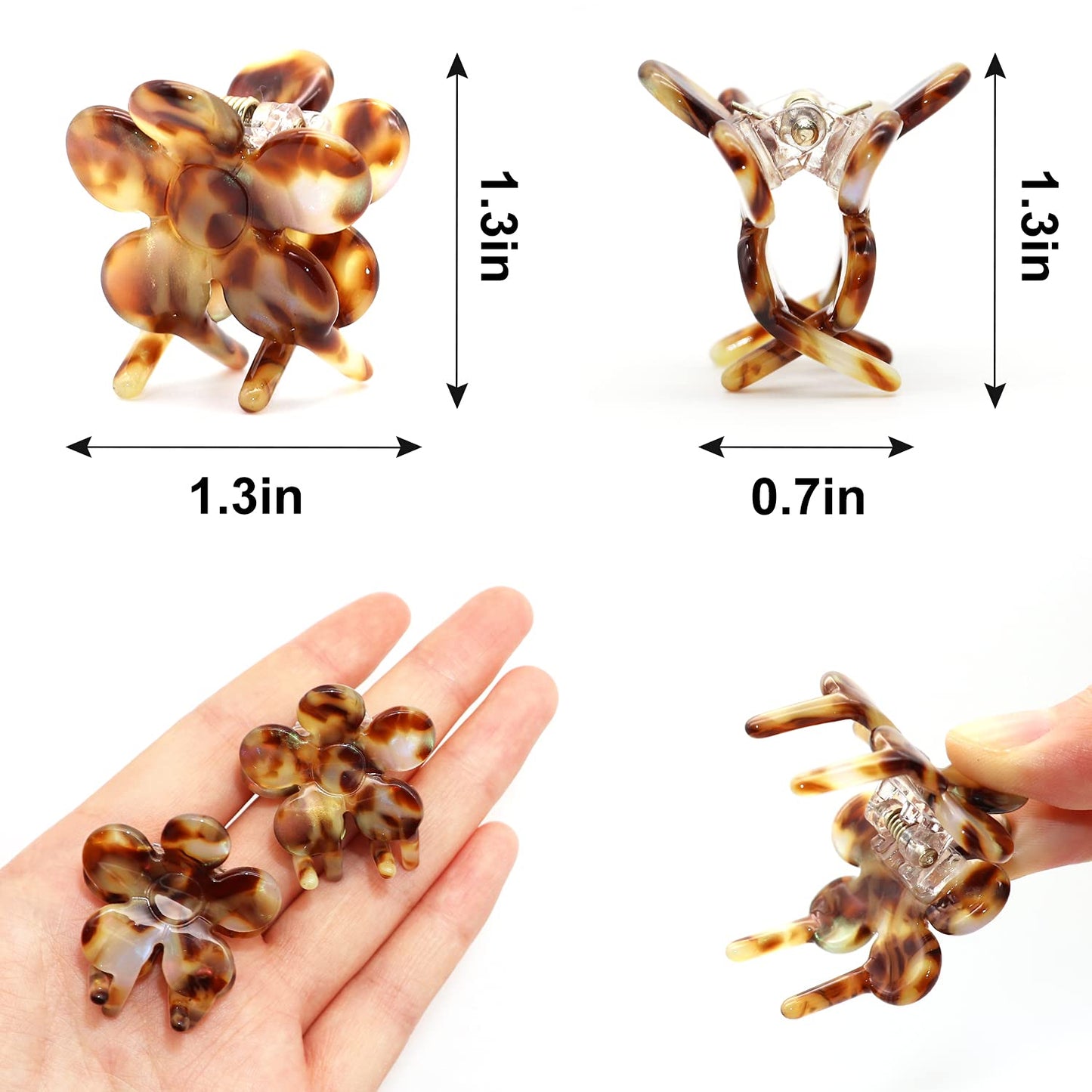 Cobahom Mini Hair Clips: 6-Pack Flower Hair Claw Clamps, 1.26 Inch Cellulose Acetate Jaw Styling Accessories for Thin Hair, Multicolor No-Slip Clamps for Women and Girls