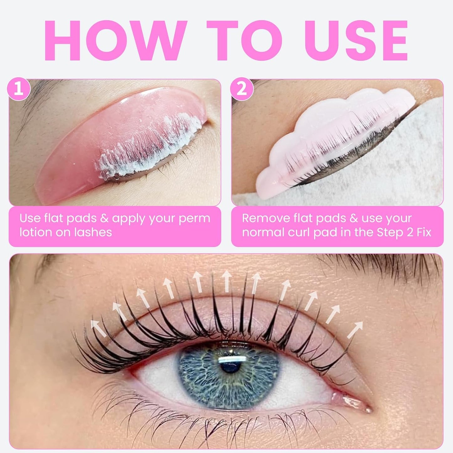 Lash Lift Shields Flat, Lomansa Korean Lash Lift Pads Super Sticky Glueless For NO.1 Perm Soften Lash Lift Rods (Rose)