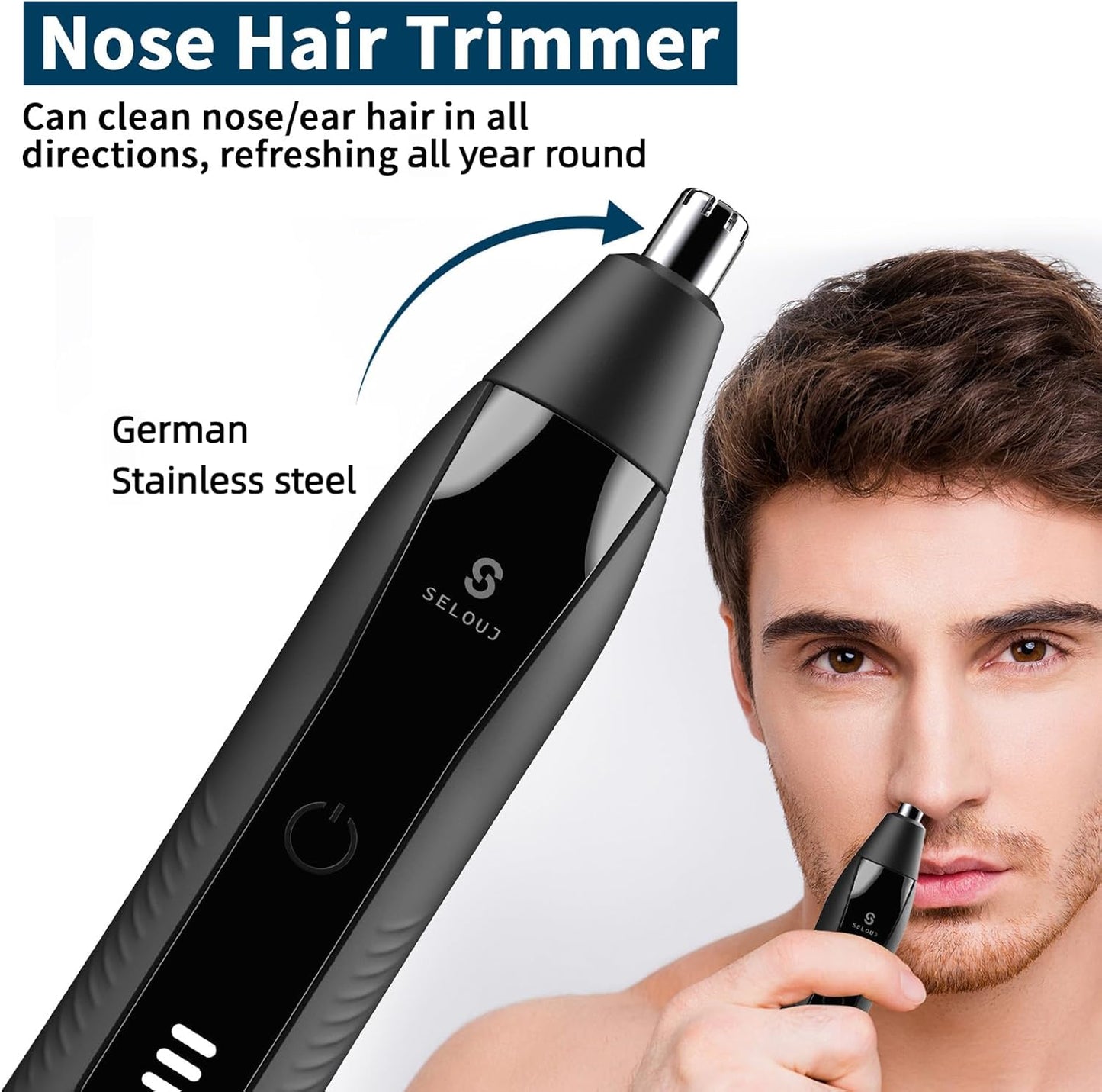 Ear and Nose Hair Trimmer for Men, 2025 Professional Painless USB Rechargeable Eyebrow & Facial Electric Hair Trimmer for Men Women, Powerful Motor, Dual Edge Blades, IPX7 Waterproof Easy Clean