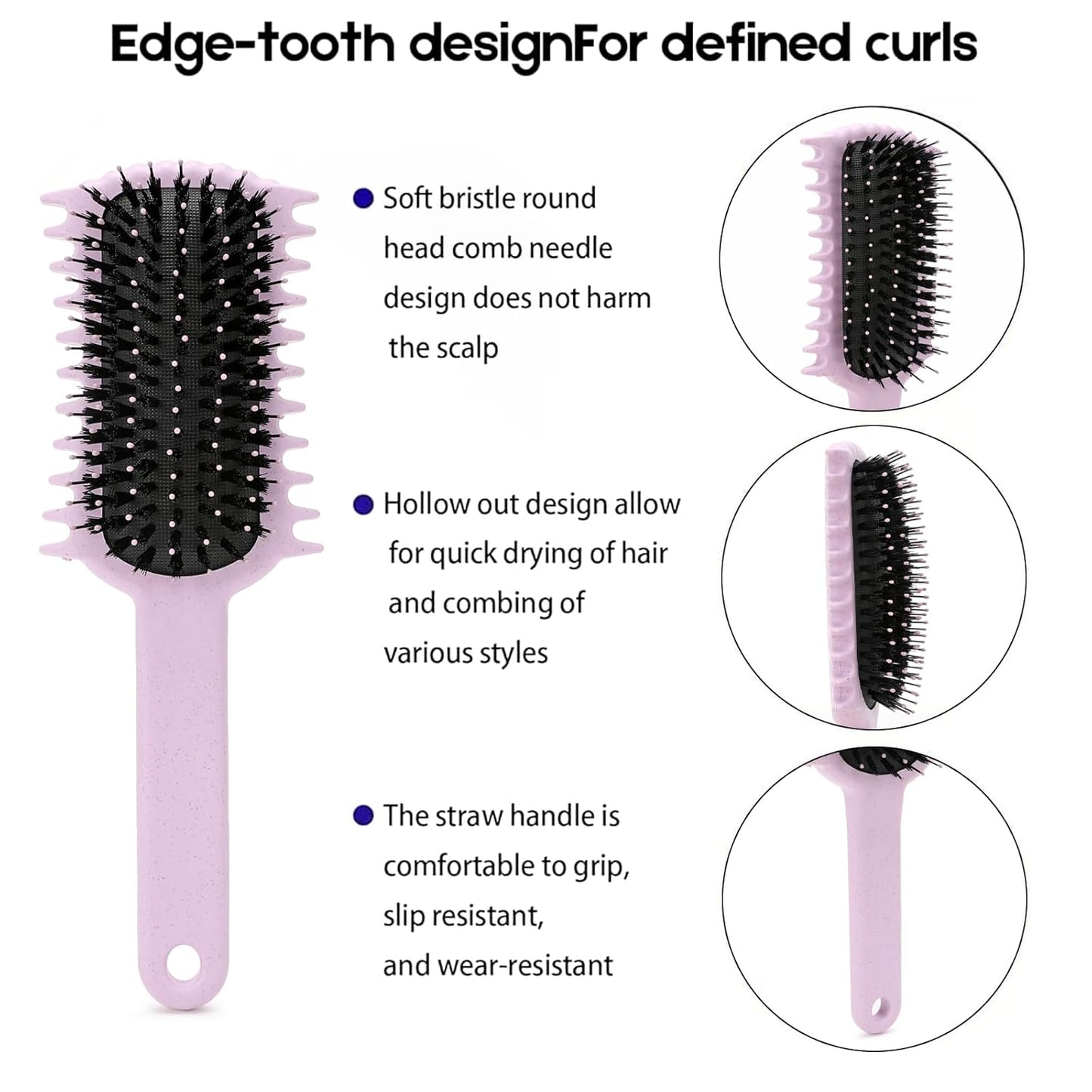 Curly Hair Brush, Volume Curl Defining Brush for Detangling Shaping and Styling Women's Curls, Reduce Pulling (Pink)
