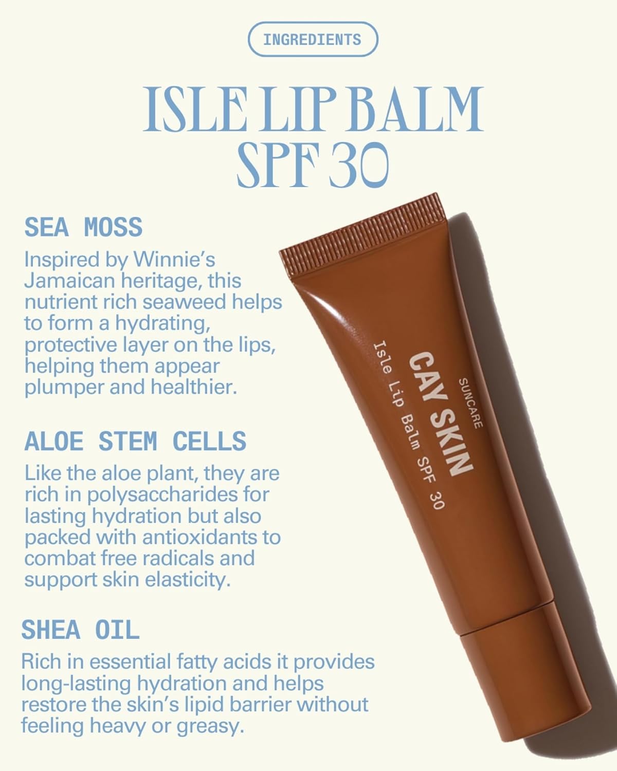 Cay Skin Isle Lip Balm SPF 30 – High Shine, Hydrating + Sheer Lip Gloss in Vanilla Brown Sugar Flavor – Formulated with Natural Ingredients for All Skin Tones – Bad Gyal Berry, 0.35 oz