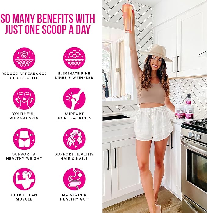 Hydrolyzed Collagen Peptides Powder for Women - Slimming MultiCollagen Burn Ultimate Beauty Complex with Hyaluronic Acid Vitamin C & Types I II III V and X for Women Tropical Punch 30 Servings